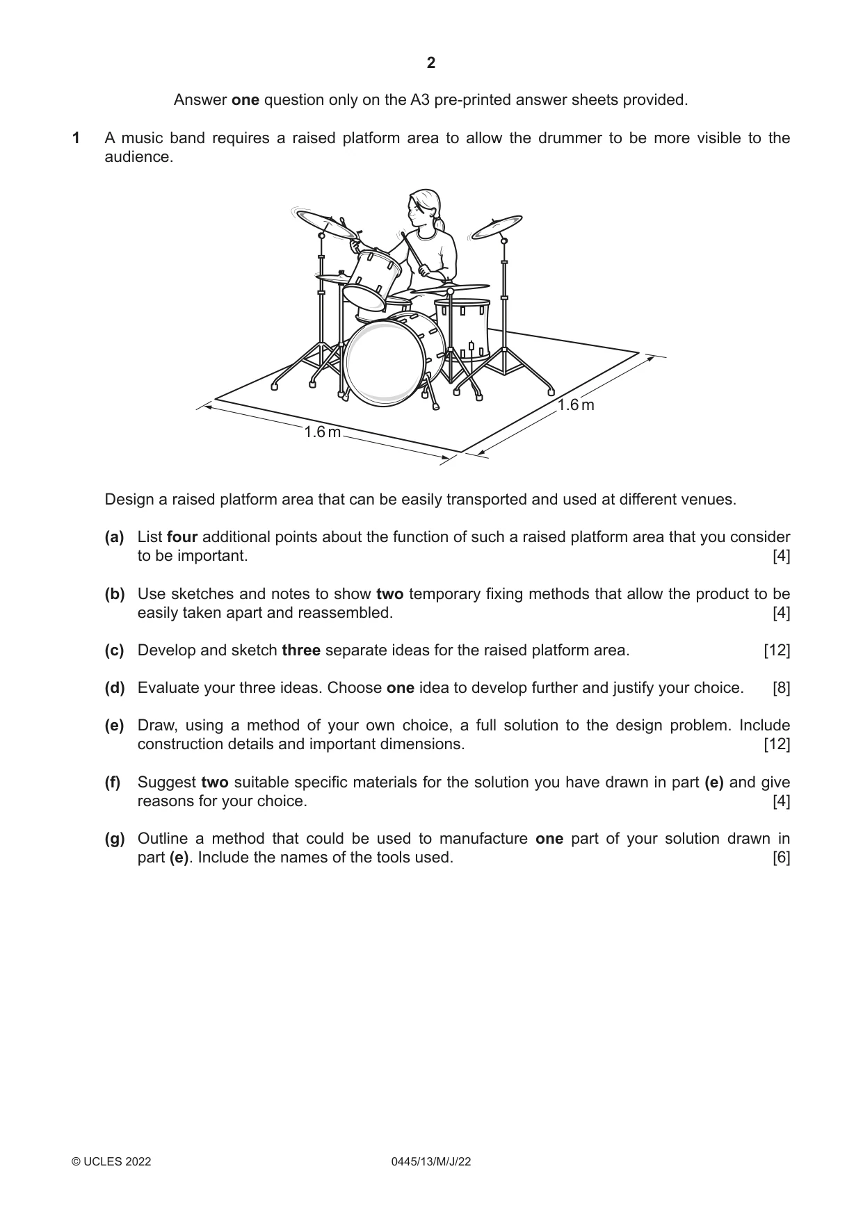 Cambridge IGCSE Design and Technology 0445 2022 May/June Paper 1 · Variant 3 question paper, page 2 of 4