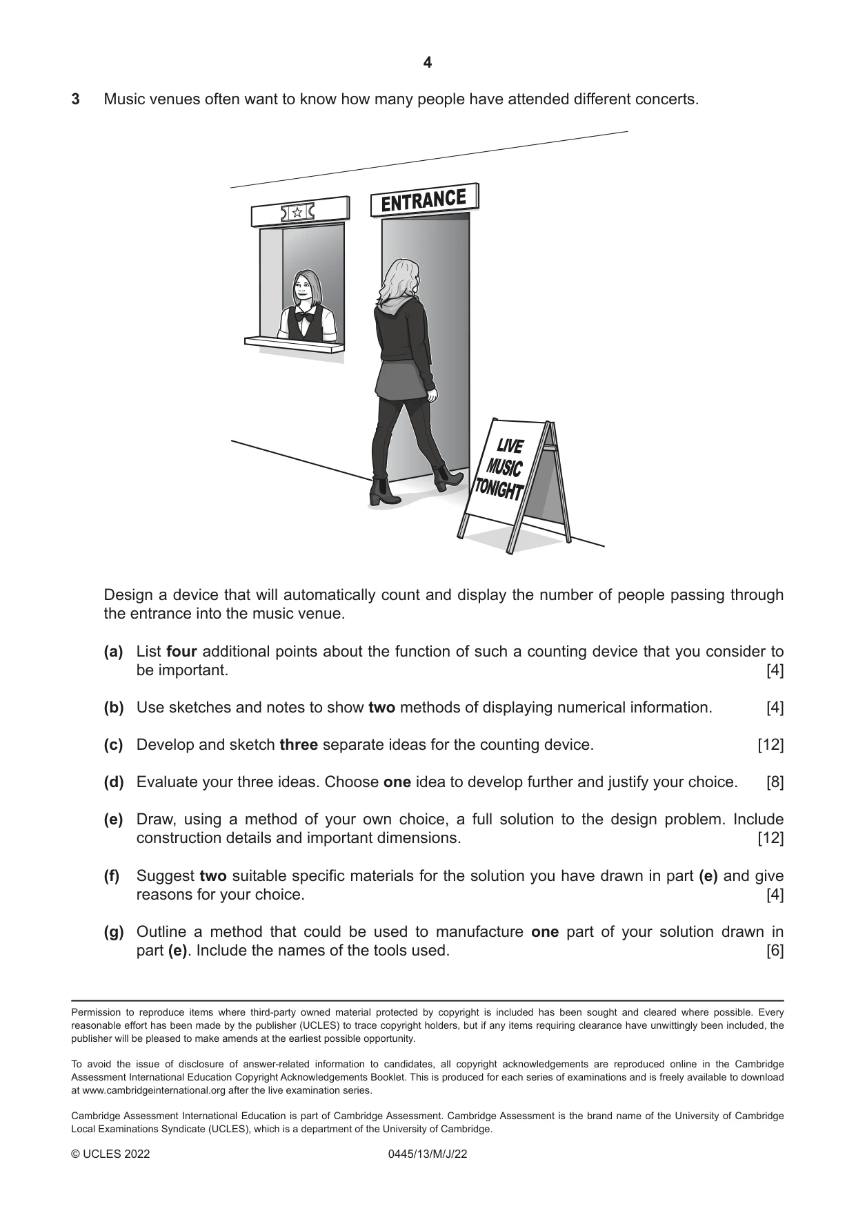 Cambridge IGCSE Design and Technology 0445 2022 May/June Paper 1 · Variant 3 question paper, page 4 of 4