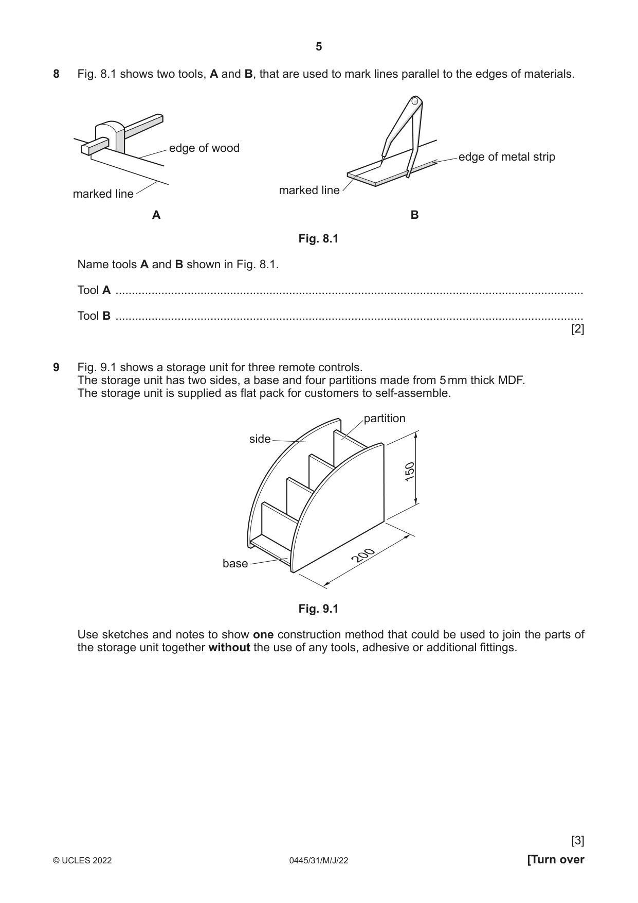 Cambridge IGCSE Design and Technology 0445 2022 May/June Paper 3 · Variant 1 question paper, page 5 of 20