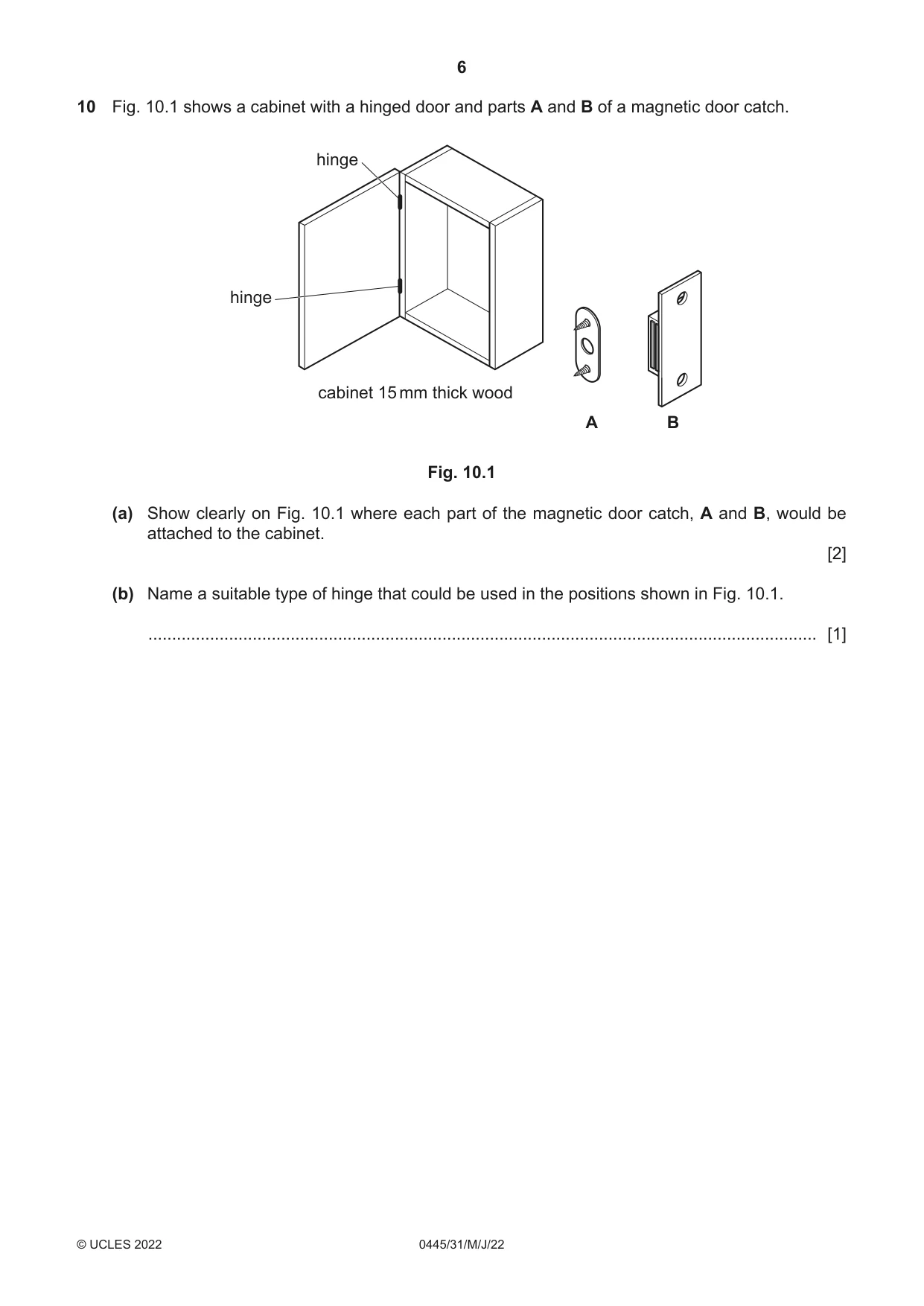 Cambridge IGCSE Design and Technology 0445 2022 May/June Paper 3 · Variant 1 question paper, page 6 of 20