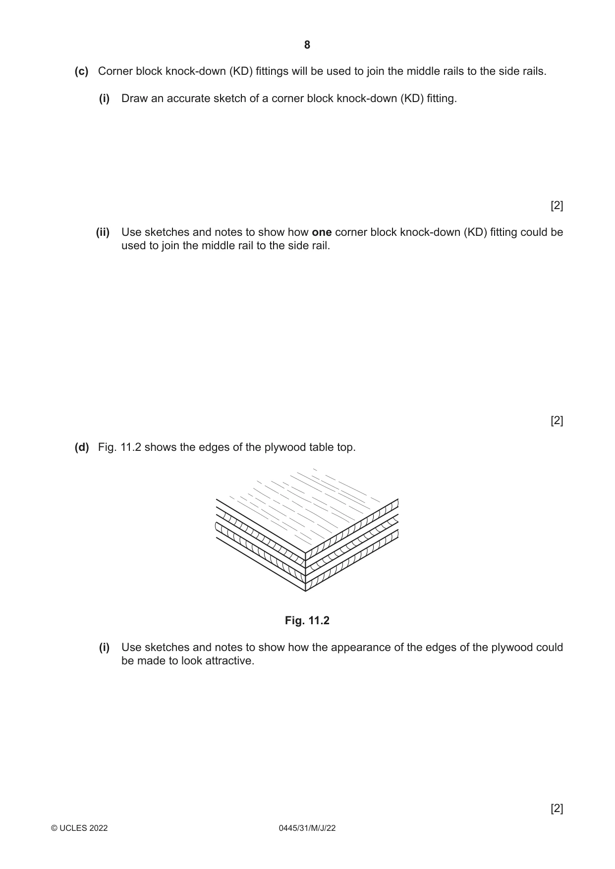 Cambridge IGCSE Design and Technology 0445 2022 May/June Paper 3 · Variant 1 question paper, page 8 of 20