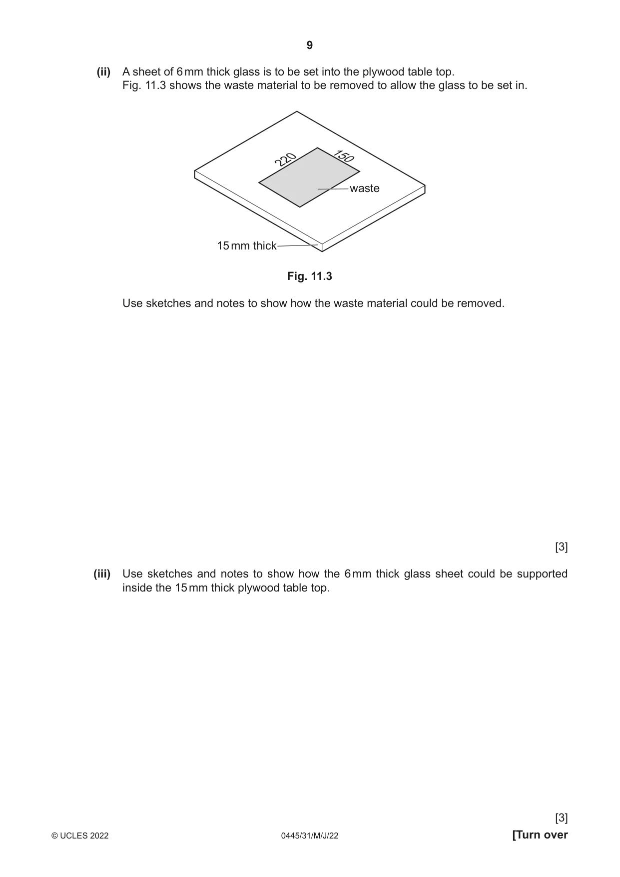 Cambridge IGCSE Design and Technology 0445 2022 May/June Paper 3 · Variant 1 question paper, page 9 of 20