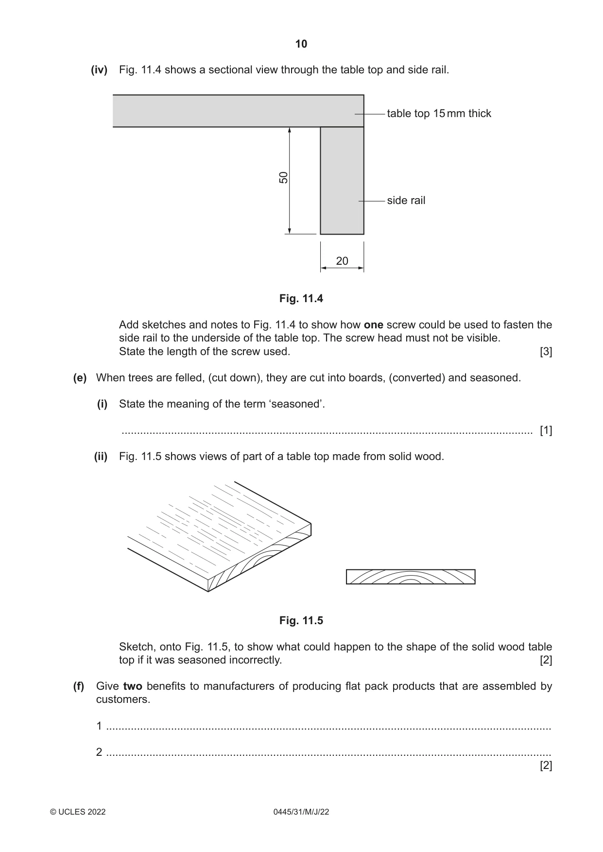 Cambridge IGCSE Design and Technology 0445 2022 May/June Paper 3 · Variant 1 question paper, page 10 of 20