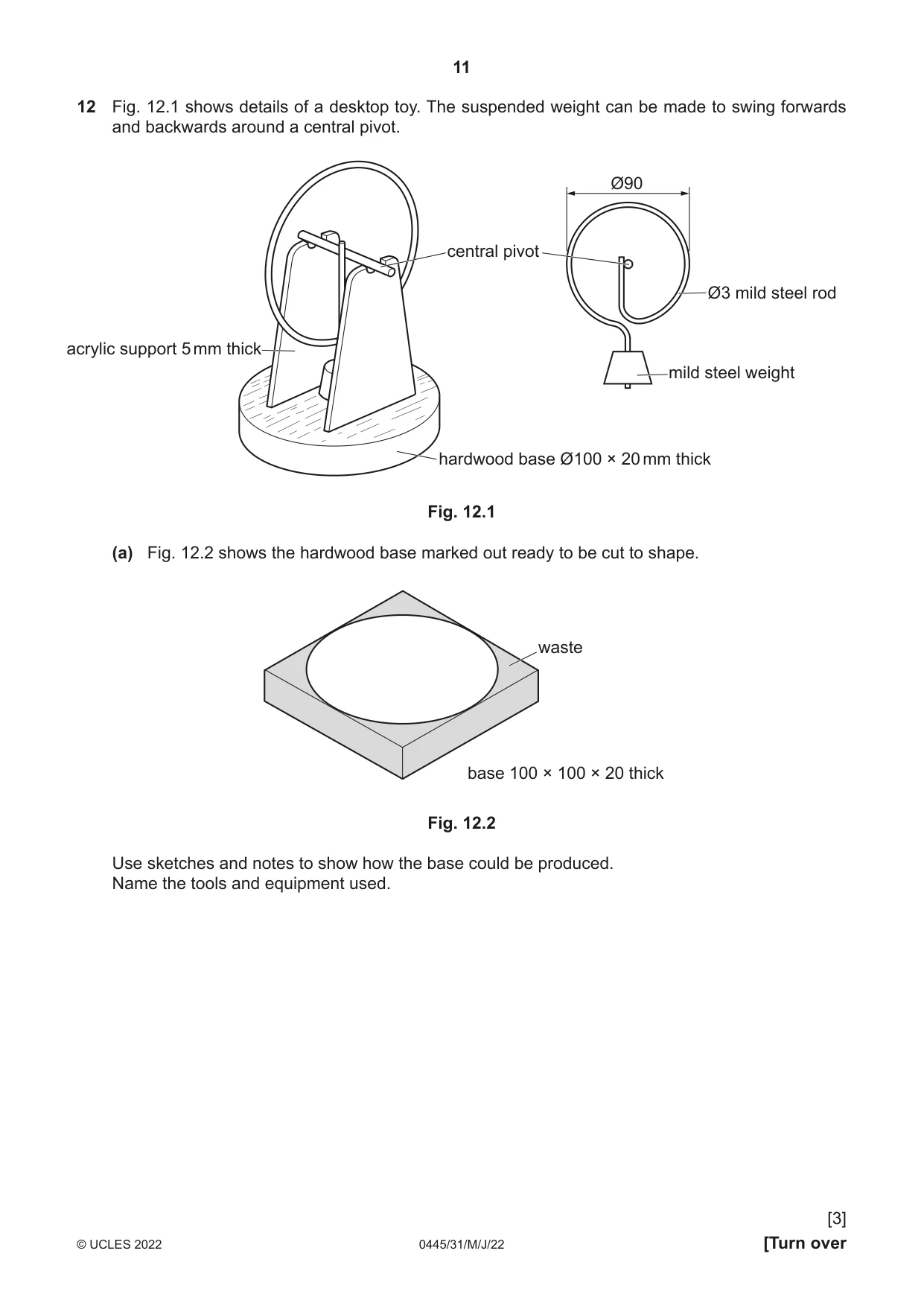 Cambridge IGCSE Design and Technology 0445 2022 May/June Paper 3 · Variant 1 question paper, page 11 of 20