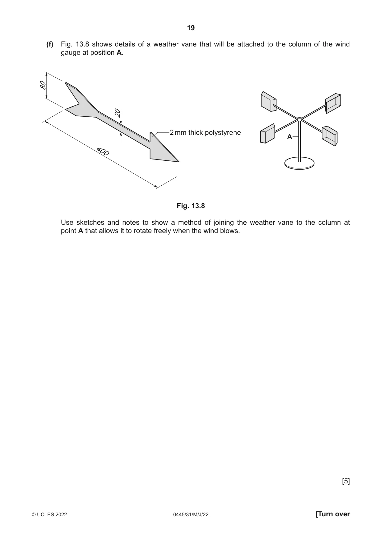 Cambridge IGCSE Design and Technology 0445 2022 May/June Paper 3 · Variant 1 question paper, page 19 of 20