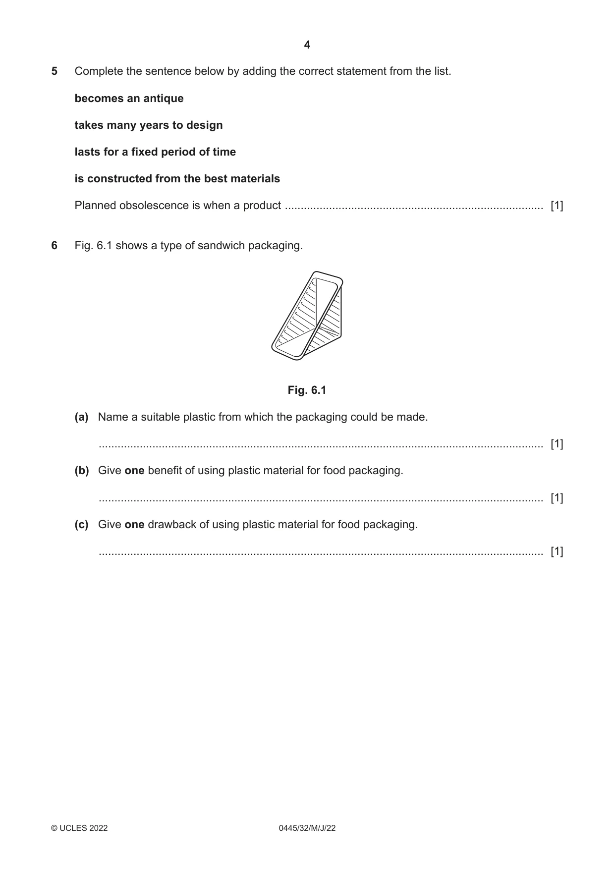 Cambridge IGCSE Design and Technology 0445 2022 May/June Paper 3 · Variant 2 question paper, page 4 of 24