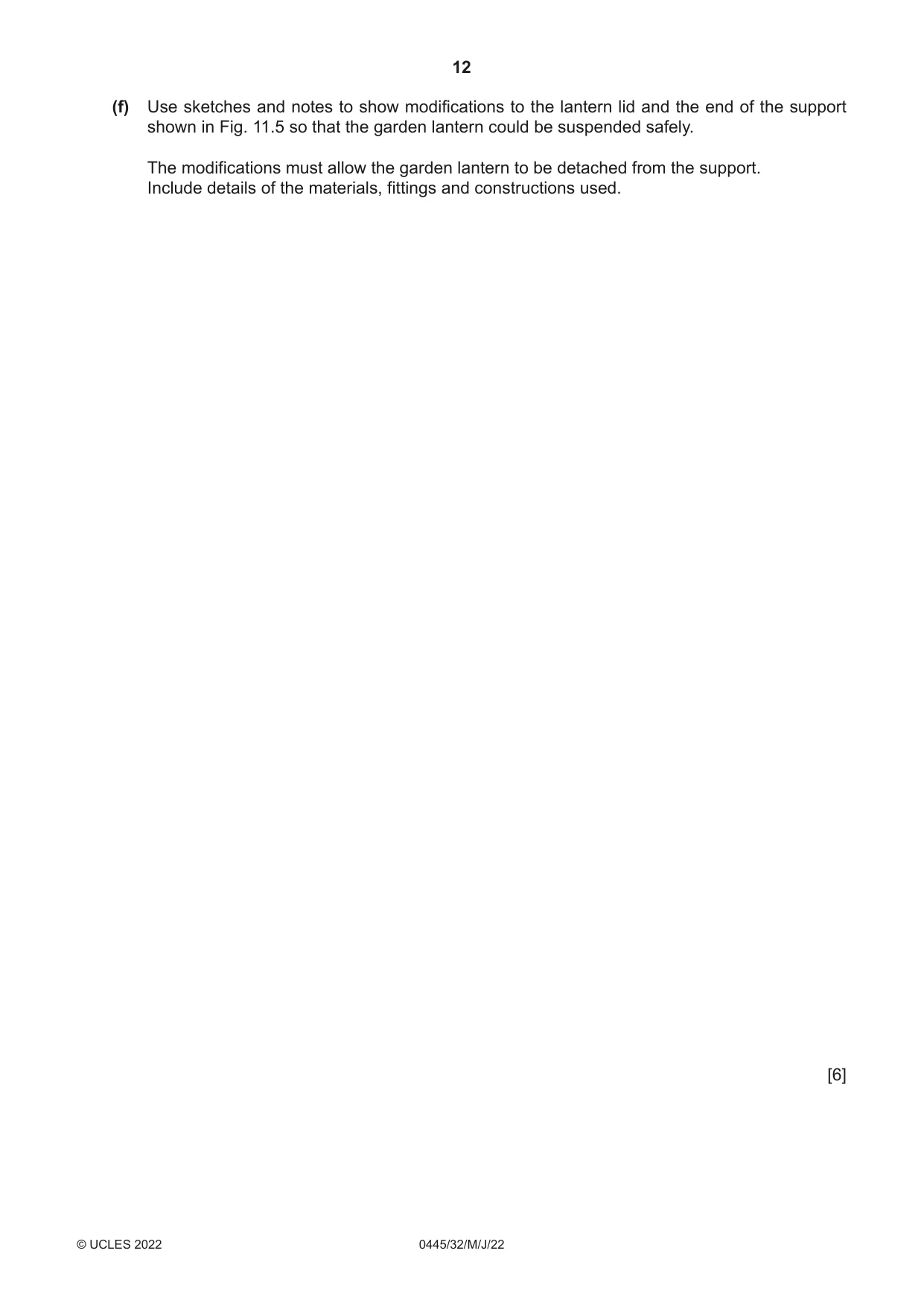 Cambridge IGCSE Design and Technology 0445 2022 May/June Paper 3 · Variant 2 question paper, page 12 of 24