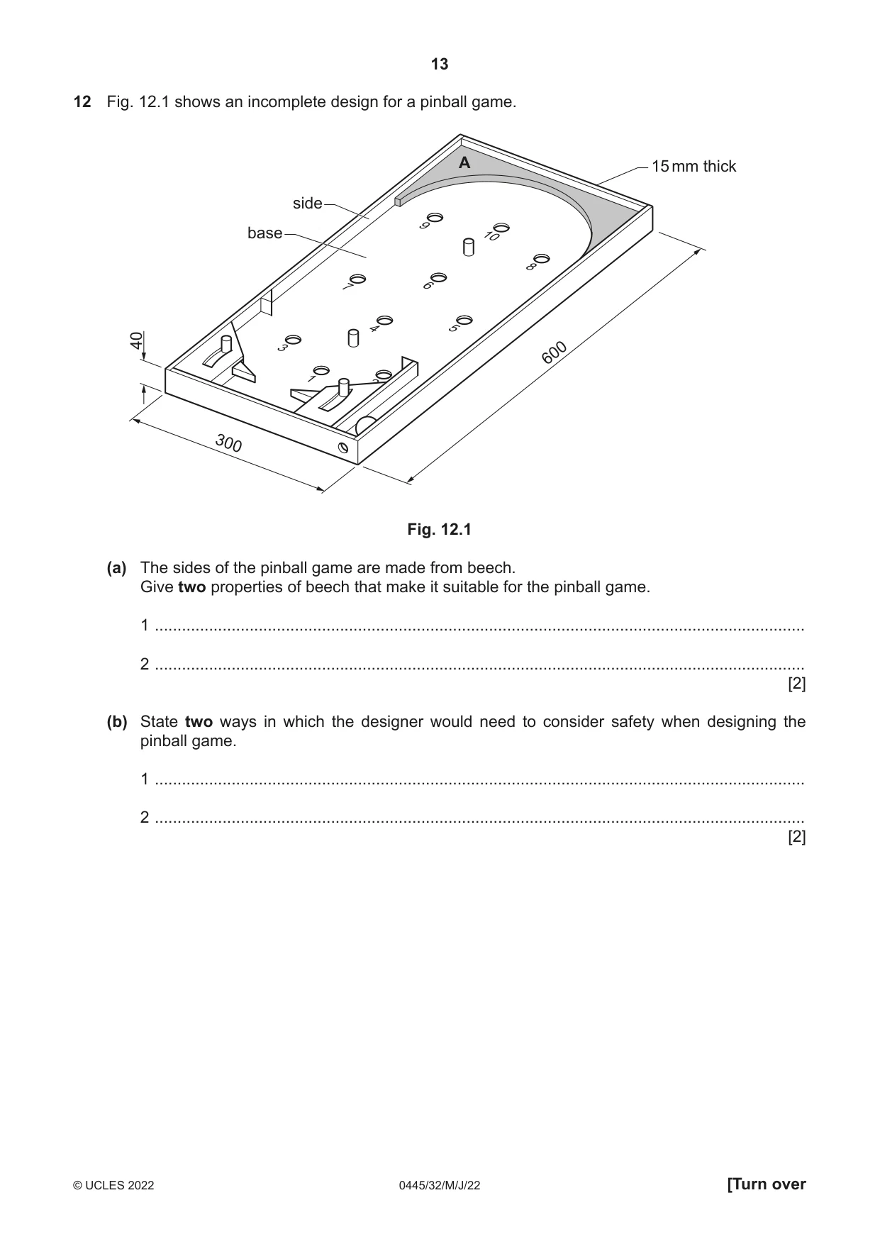 Cambridge IGCSE Design and Technology 0445 2022 May/June Paper 3 · Variant 2 question paper, page 13 of 24