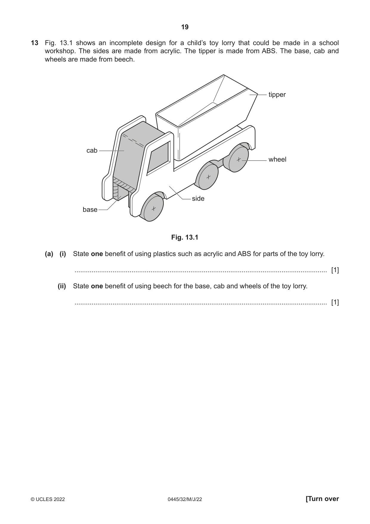 Cambridge IGCSE Design and Technology 0445 2022 May/June Paper 3 · Variant 2 question paper, page 19 of 24