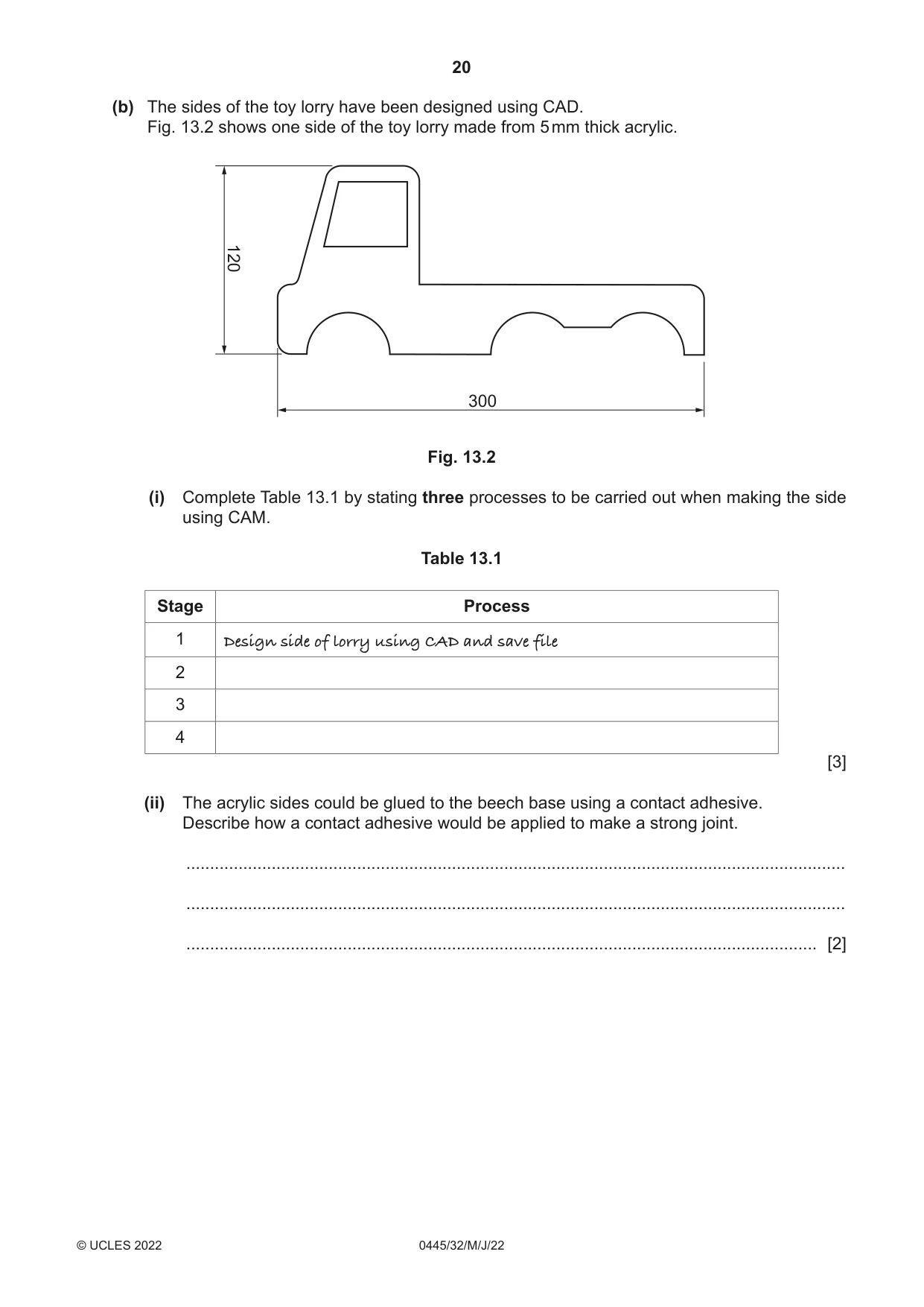 Cambridge IGCSE Design and Technology 0445 2022 May/June Paper 3 · Variant 2 question paper, page 20 of 24