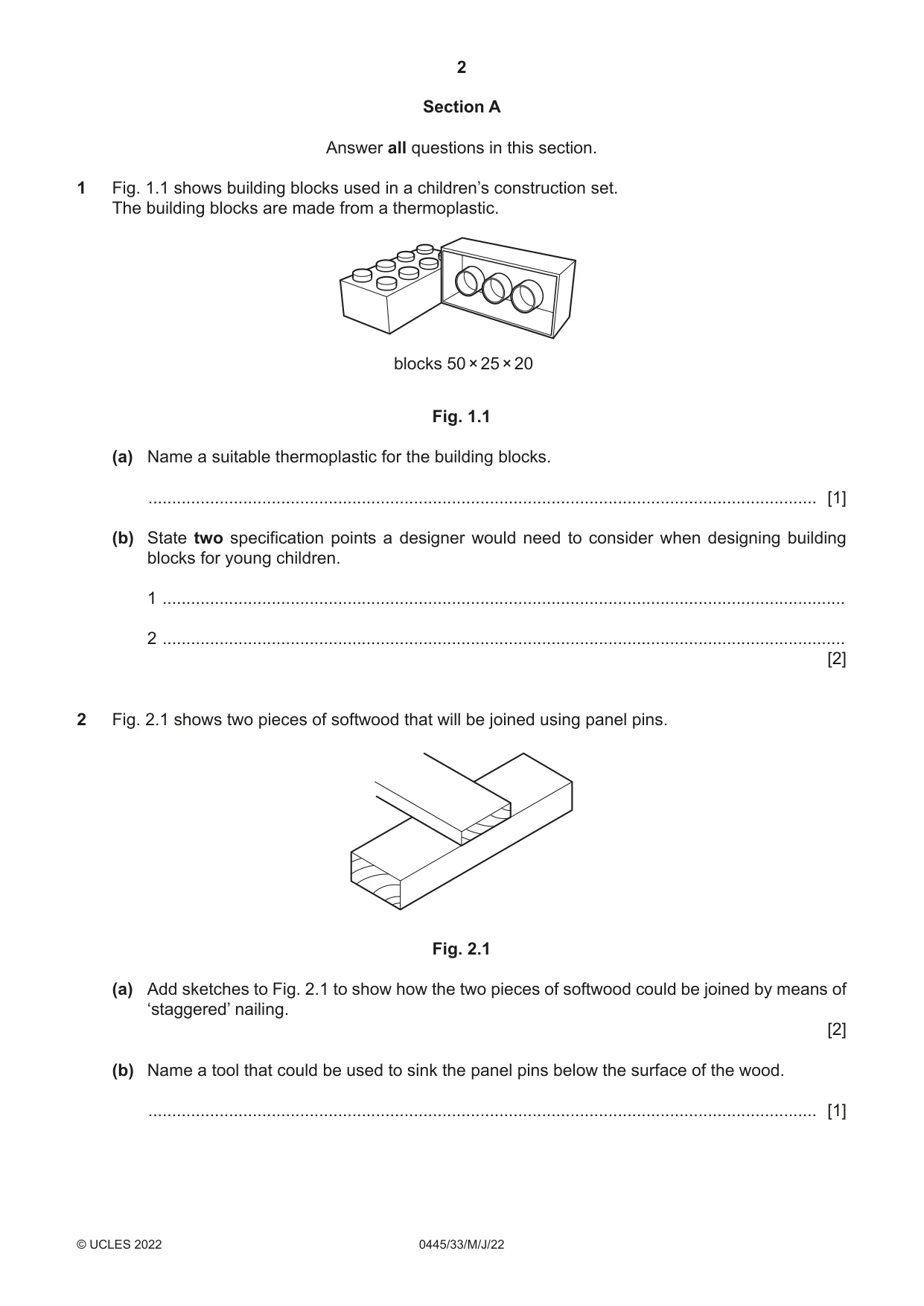 Cambridge IGCSE Design and Technology 0445 2022 May/June Paper 3 · Variant 3 question paper, page 2 of 20