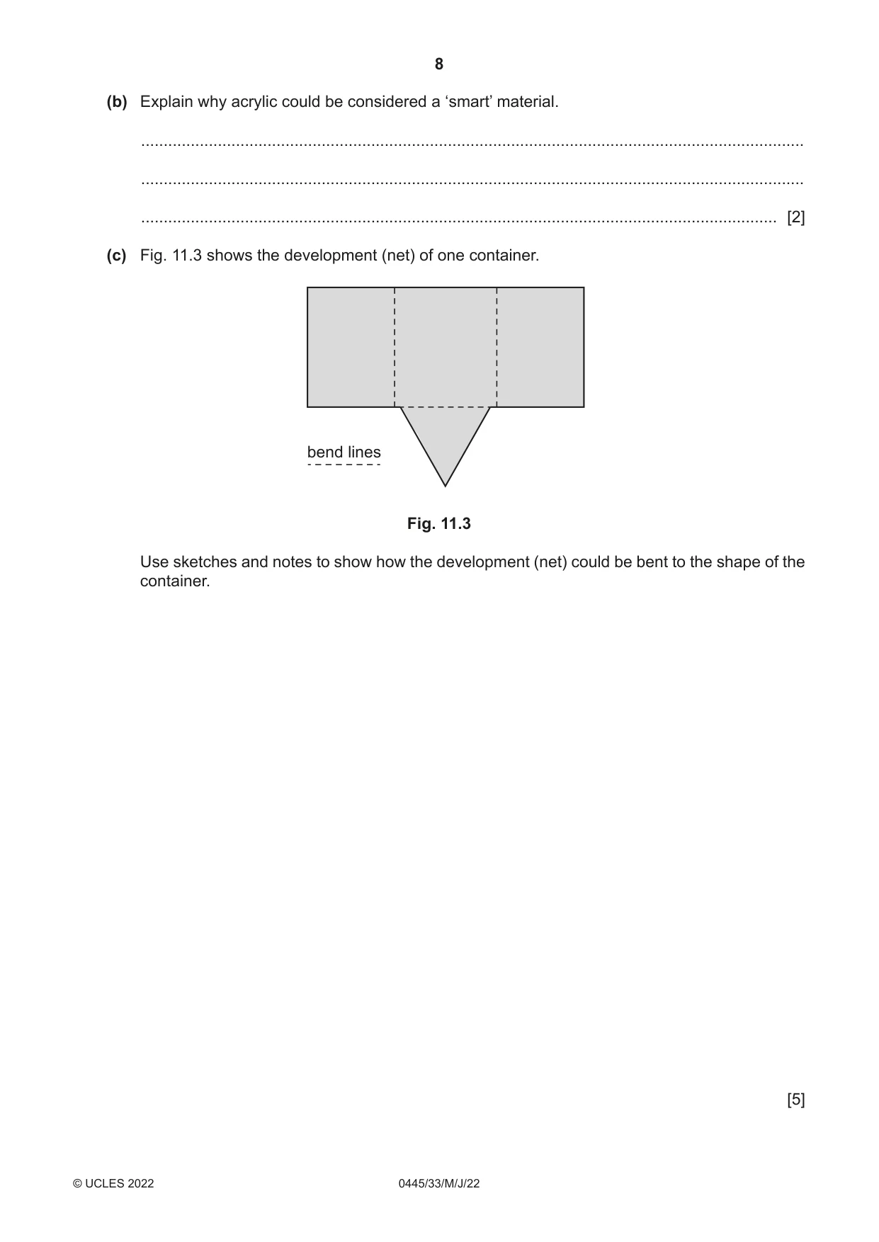 Cambridge IGCSE Design and Technology 0445 2022 May/June Paper 3 · Variant 3 question paper, page 8 of 20