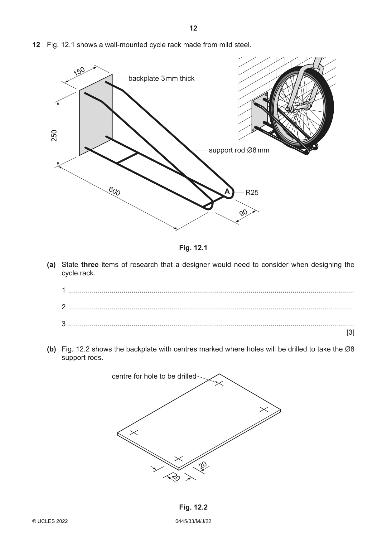 Cambridge IGCSE Design and Technology 0445 2022 May/June Paper 3 · Variant 3 question paper, page 12 of 20