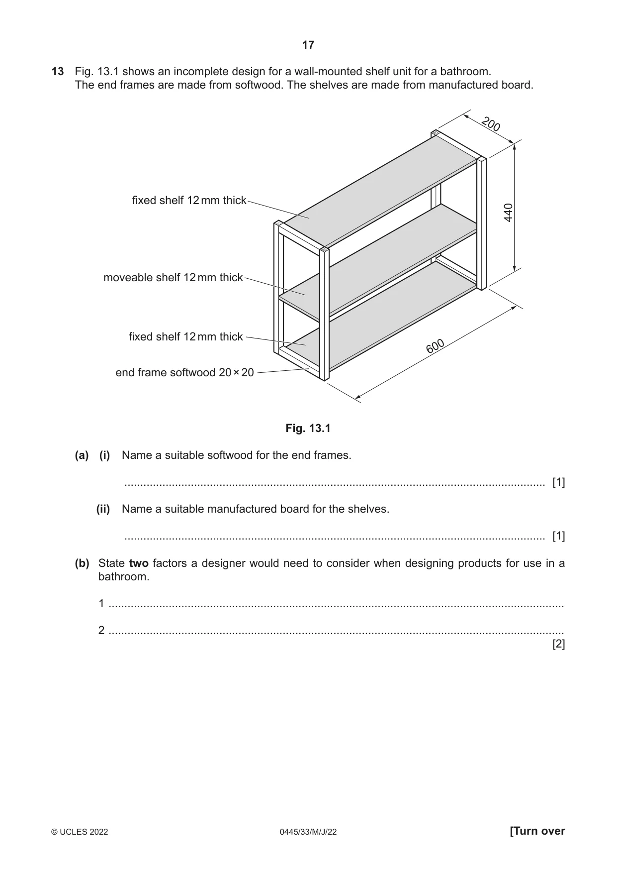 Cambridge IGCSE Design and Technology 0445 2022 May/June Paper 3 · Variant 3 question paper, page 17 of 20