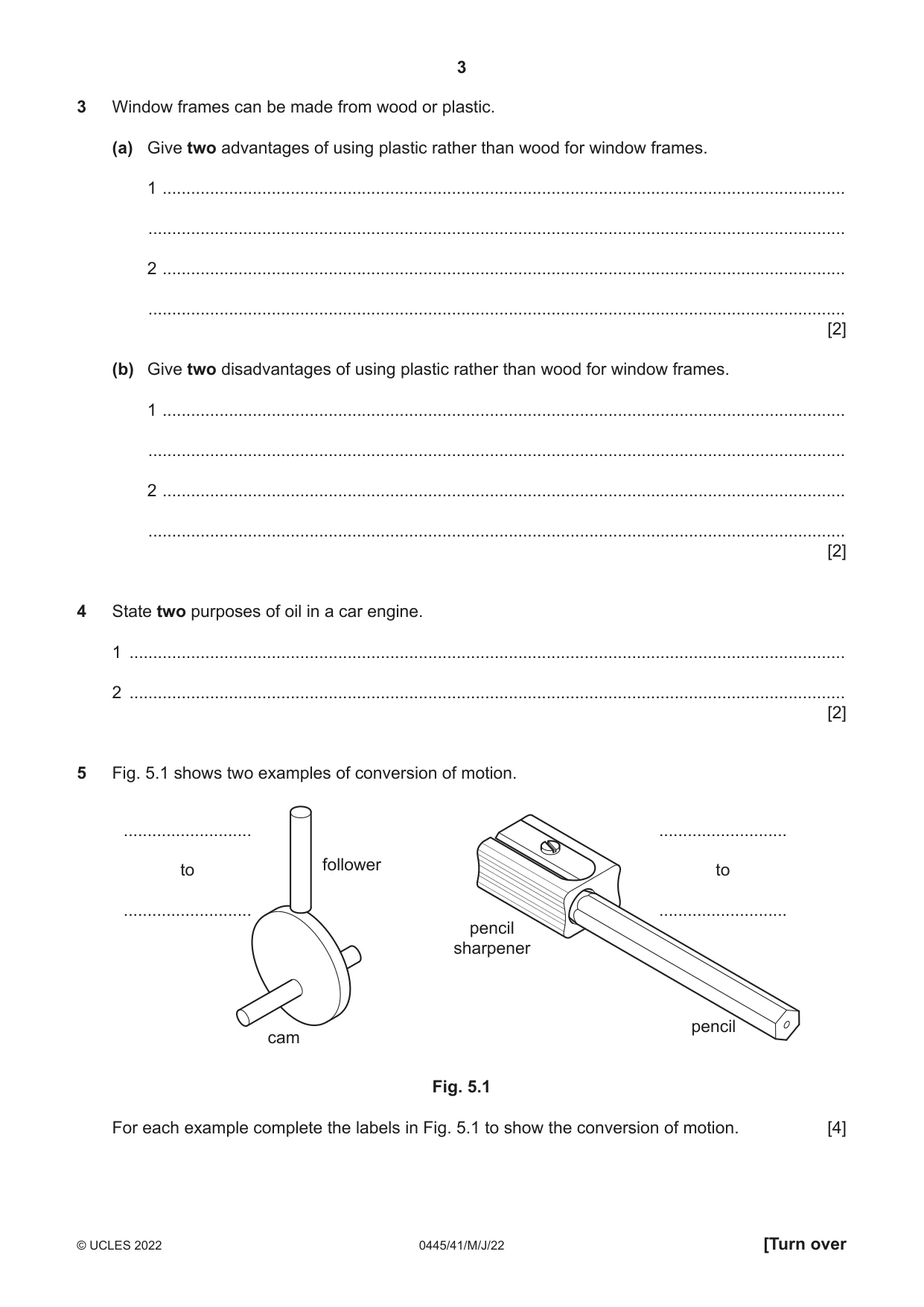 Cambridge IGCSE Design and Technology 0445 2022 May/June Paper 4 · Variant 1 question paper, page 3 of 16