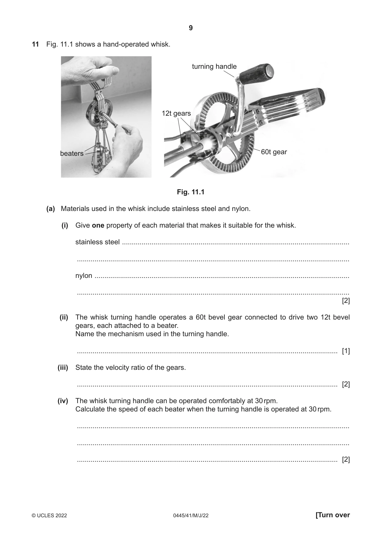 Cambridge IGCSE Design and Technology 0445 2022 May/June Paper 4 · Variant 1 question paper, page 9 of 16