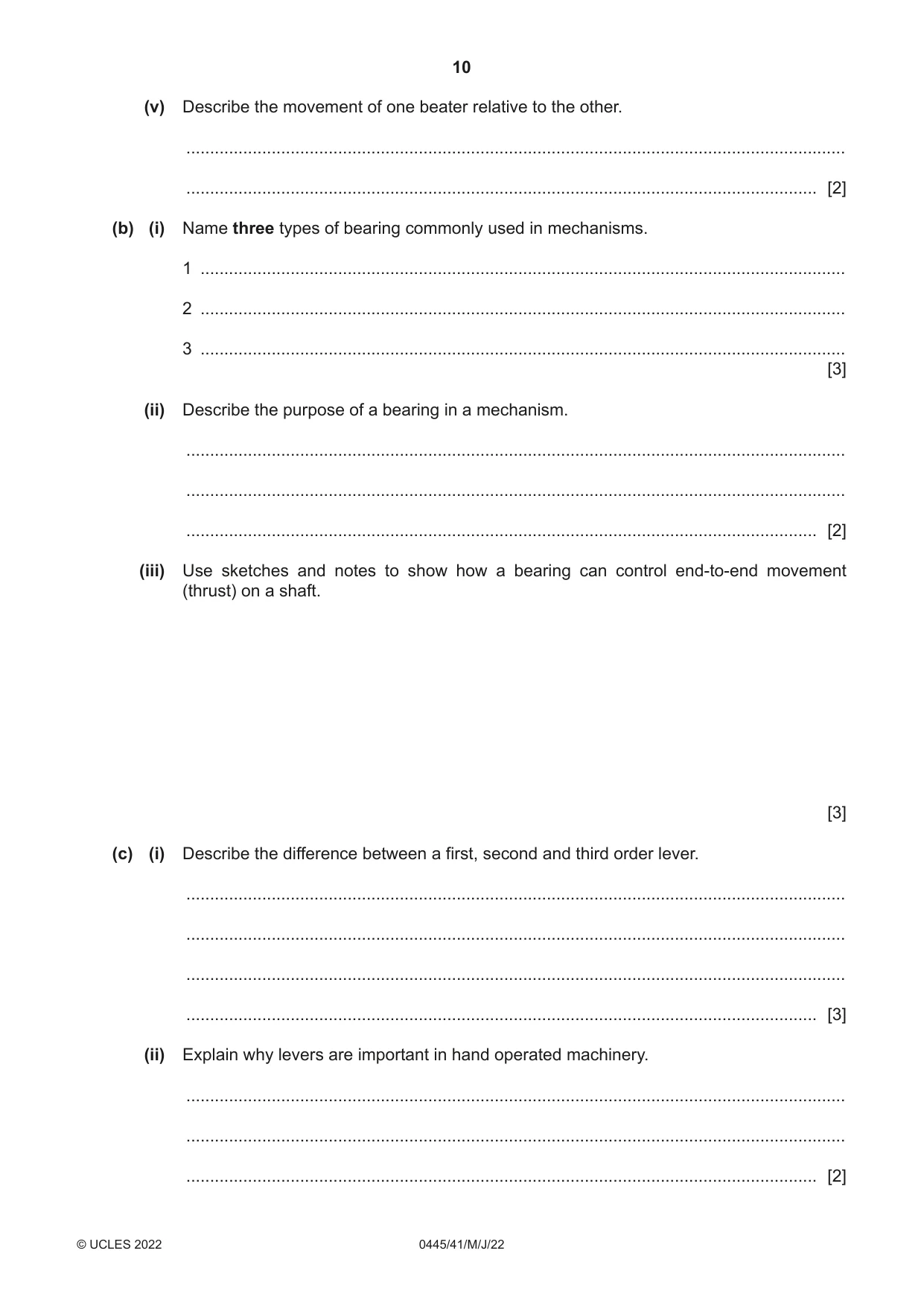 Cambridge IGCSE Design and Technology 0445 2022 May/June Paper 4 · Variant 1 question paper, page 10 of 16