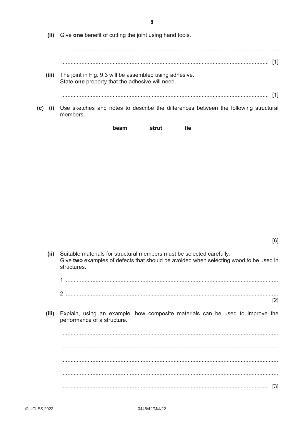 Cambridge IGCSE Design and Technology 0445 2022 May/June Paper 4 · Variant 2 question paper, page 8 of 20