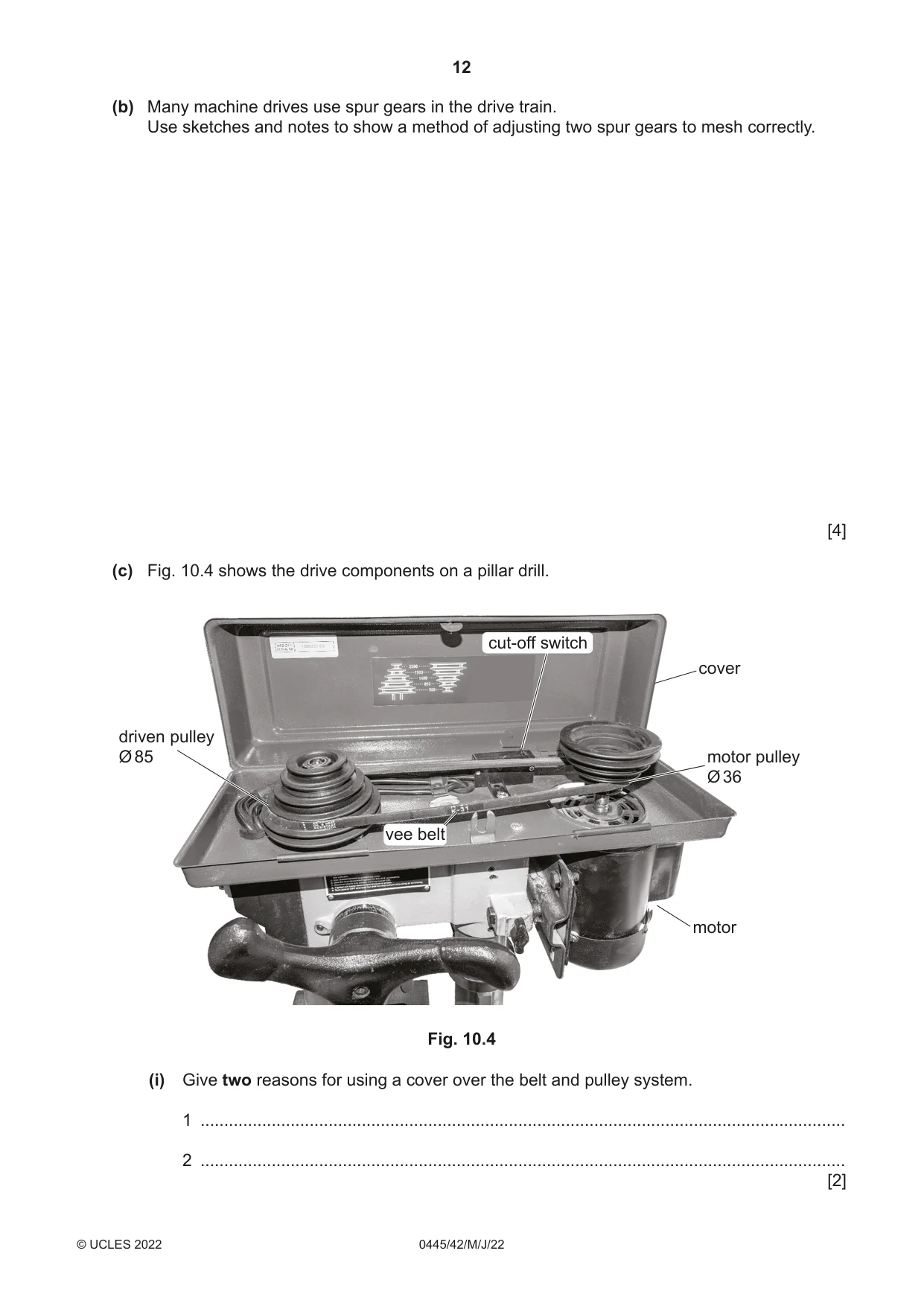 Cambridge IGCSE Design and Technology 0445 2022 May/June Paper 4 · Variant 2 question paper, page 12 of 20