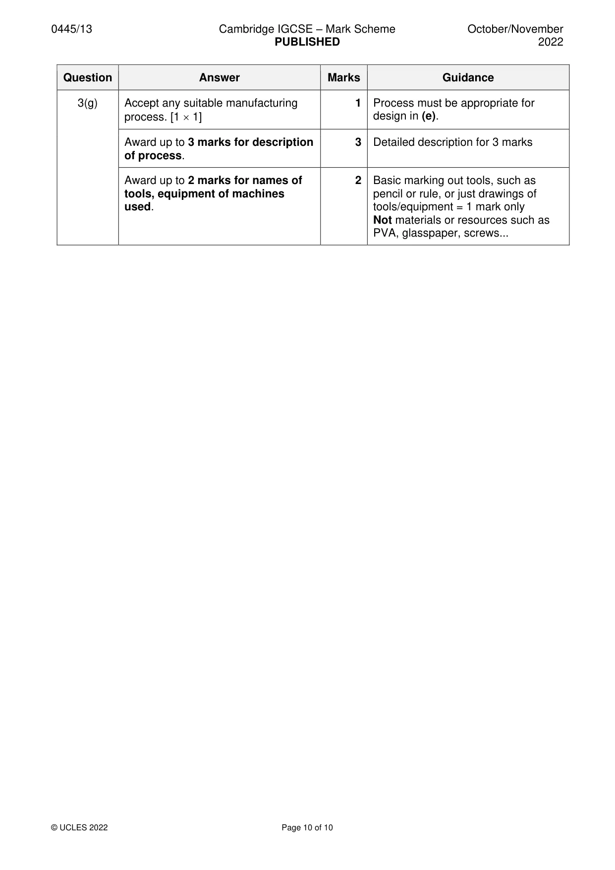 Mark scheme, page 10 of 10