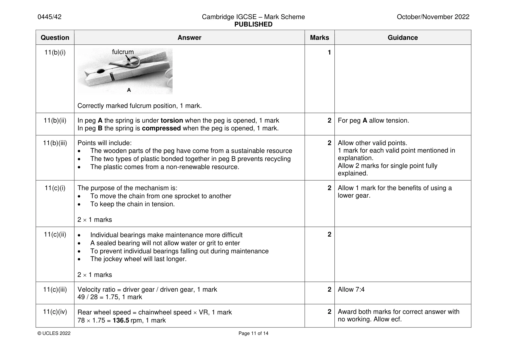 Mark scheme, page 11 of 14