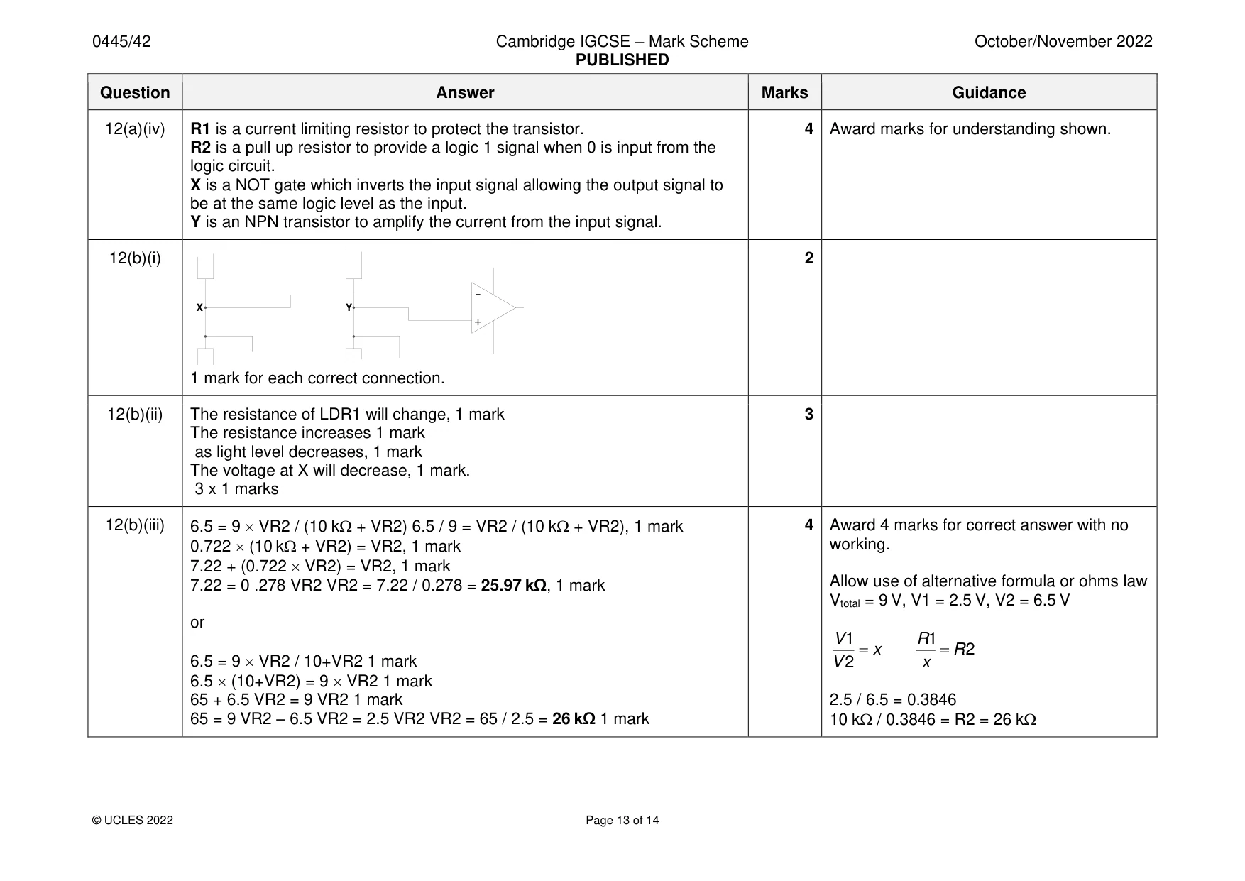 Mark scheme, page 13 of 14