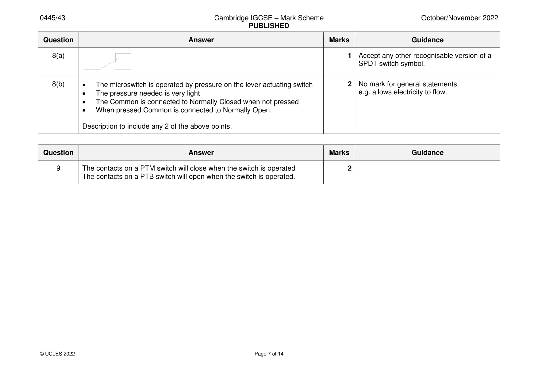 Mark scheme, page 7 of 14