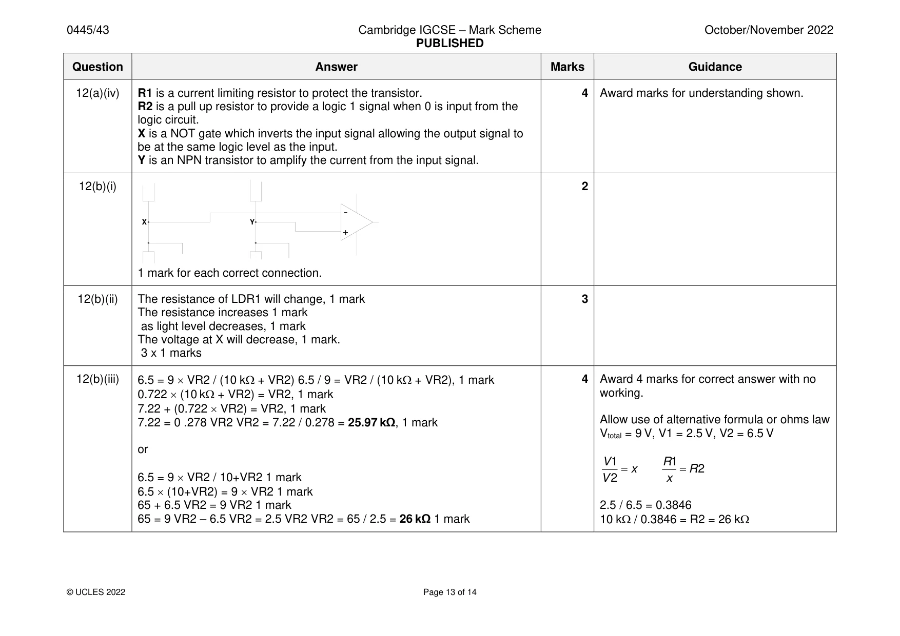Mark scheme, page 13 of 14