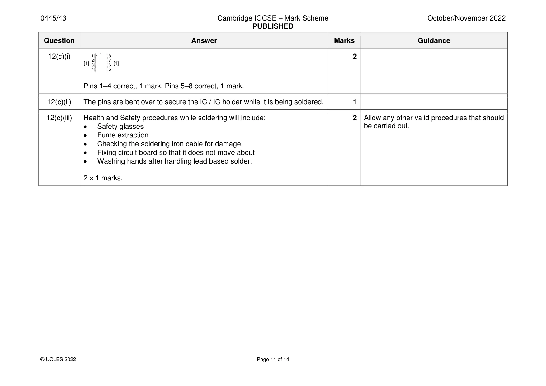 Mark scheme, page 14 of 14