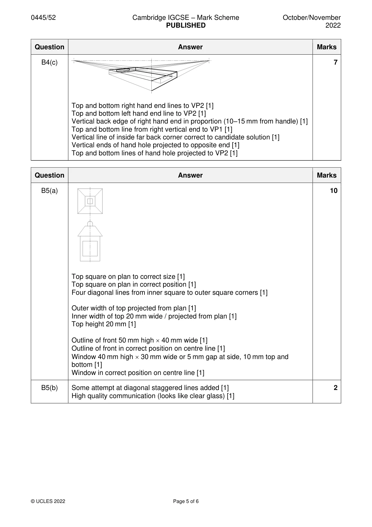Mark scheme, page 5 of 6