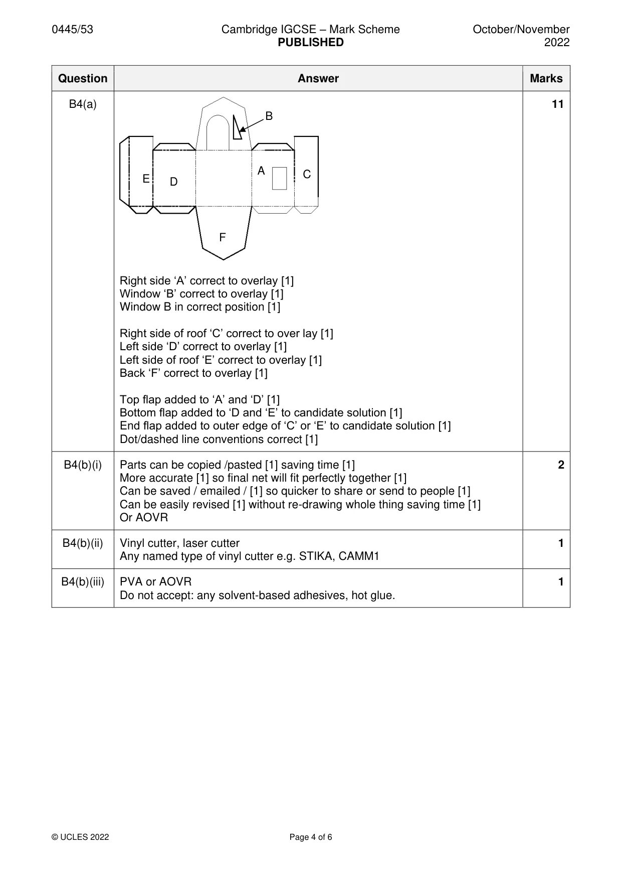 Mark scheme, page 4 of 6