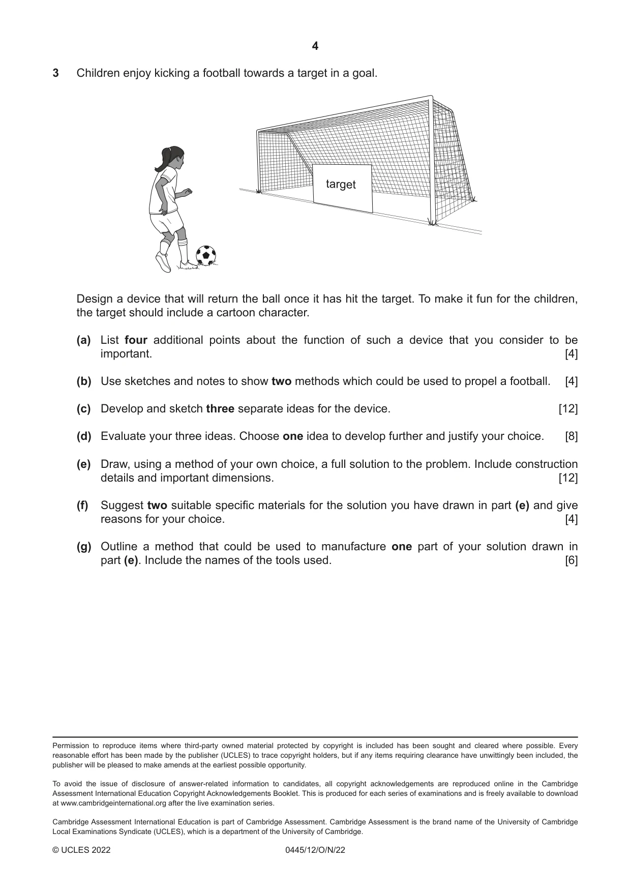 Cambridge IGCSE Design and Technology 0445 2022 Oct/Nov Paper 1 · Variant 2 question paper, page 4 of 4