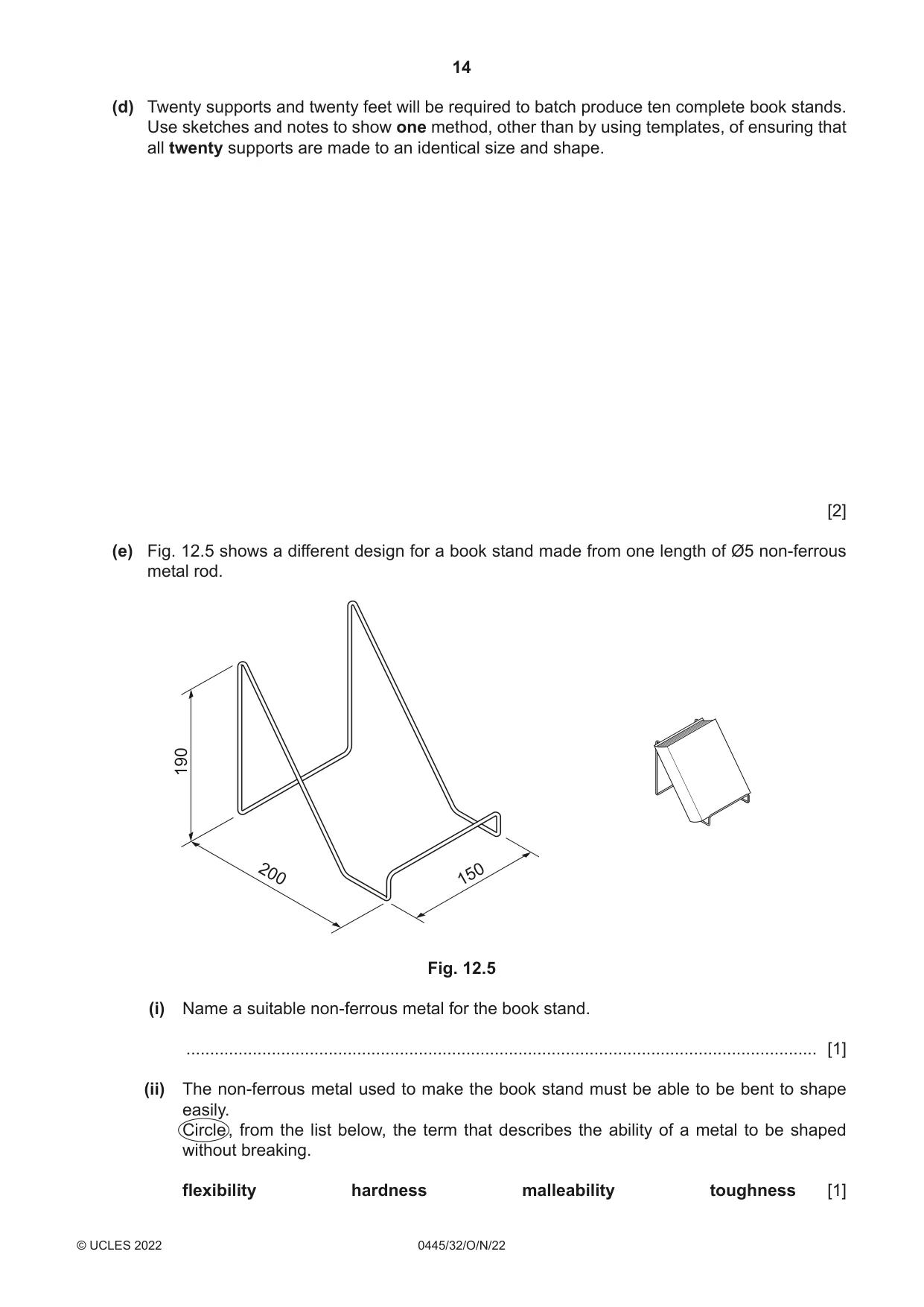 Cambridge IGCSE Design and Technology 0445 2022 Oct/Nov Paper 3 · Variant 2 question paper, page 14 of 20