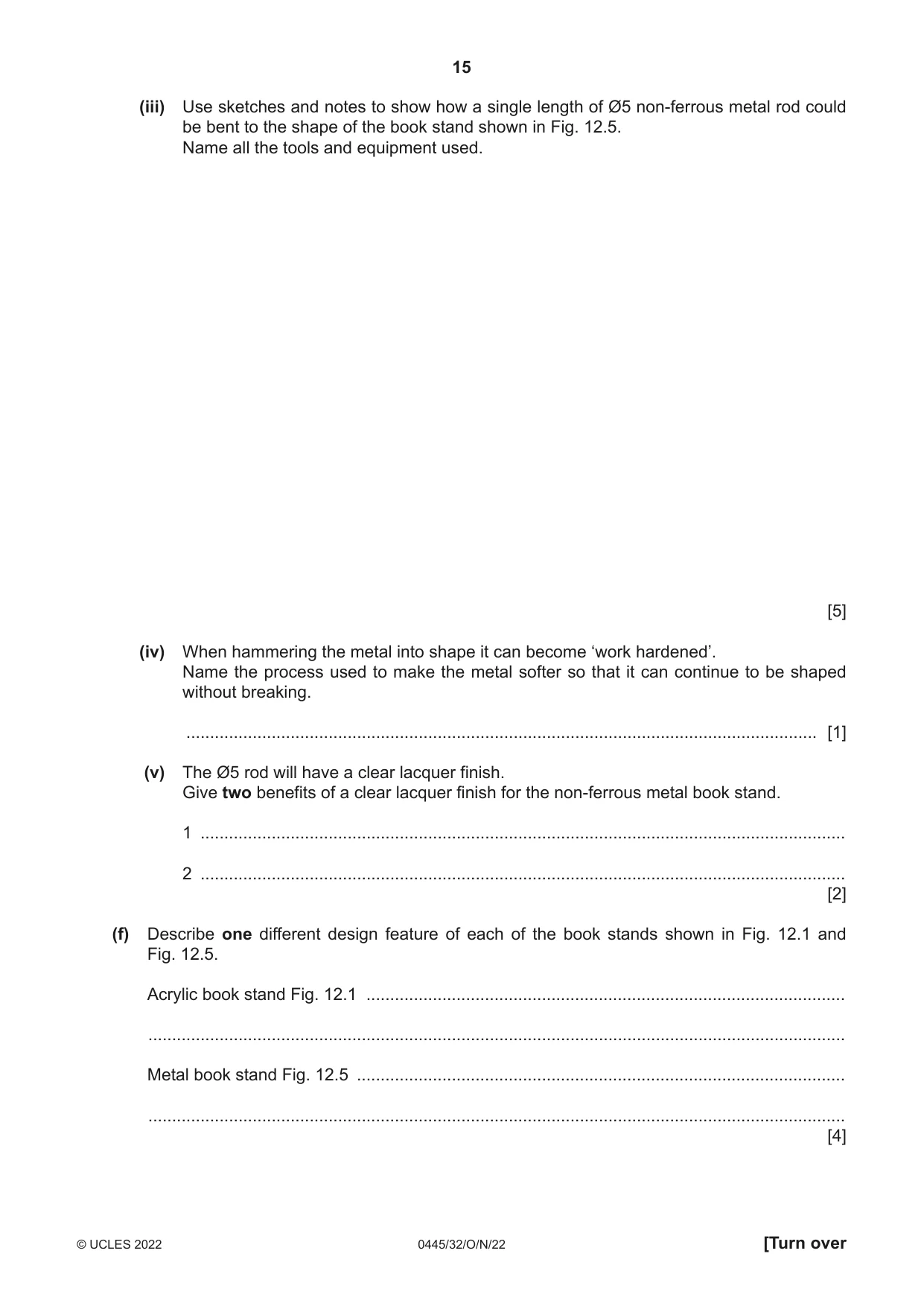 Cambridge IGCSE Design and Technology 0445 2022 Oct/Nov Paper 3 · Variant 2 question paper, page 15 of 20