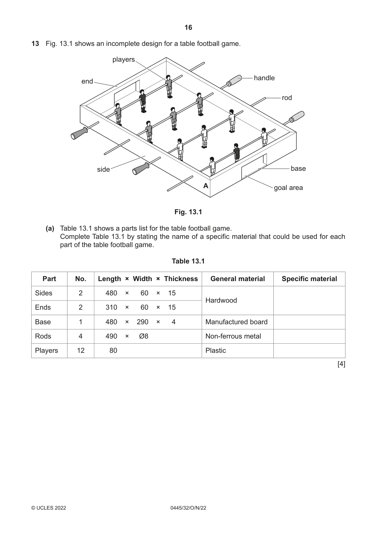 Cambridge IGCSE Design and Technology 0445 2022 Oct/Nov Paper 3 · Variant 2 question paper, page 16 of 20
