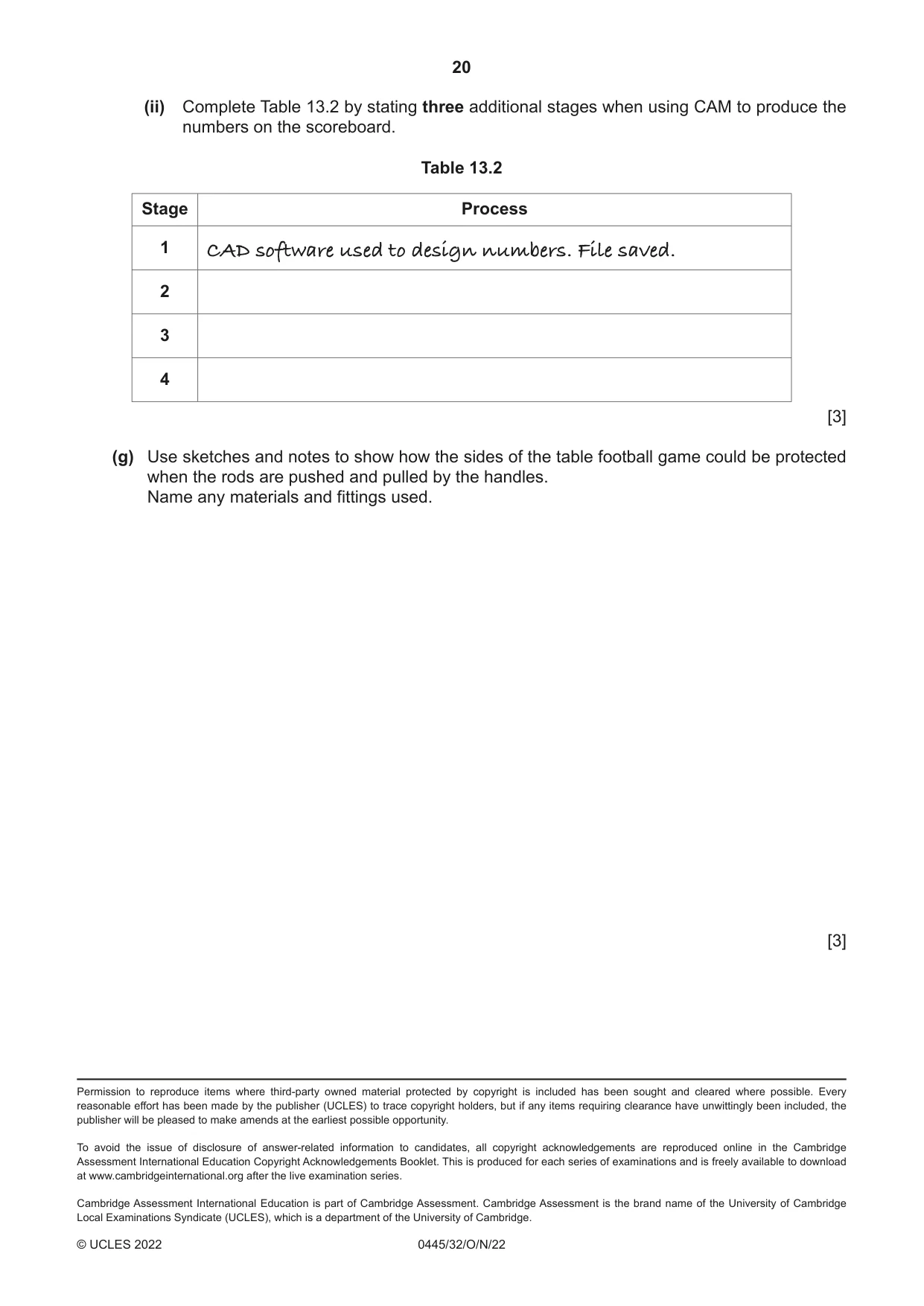 Cambridge IGCSE Design and Technology 0445 2022 Oct/Nov Paper 3 · Variant 2 question paper, page 20 of 20