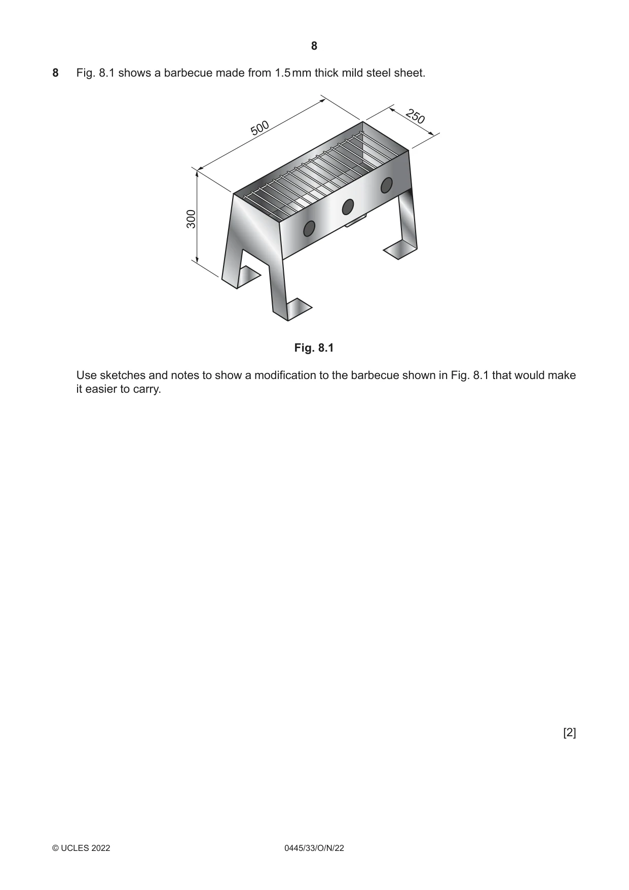 Cambridge IGCSE Design and Technology 0445 2022 Oct/Nov Paper 3 · Variant 3 question paper, page 8 of 28