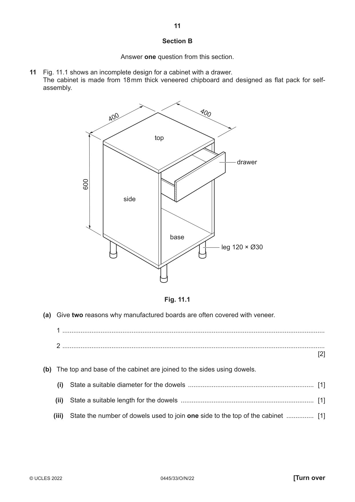 Cambridge IGCSE Design and Technology 0445 2022 Oct/Nov Paper 3 · Variant 3 question paper, page 11 of 28