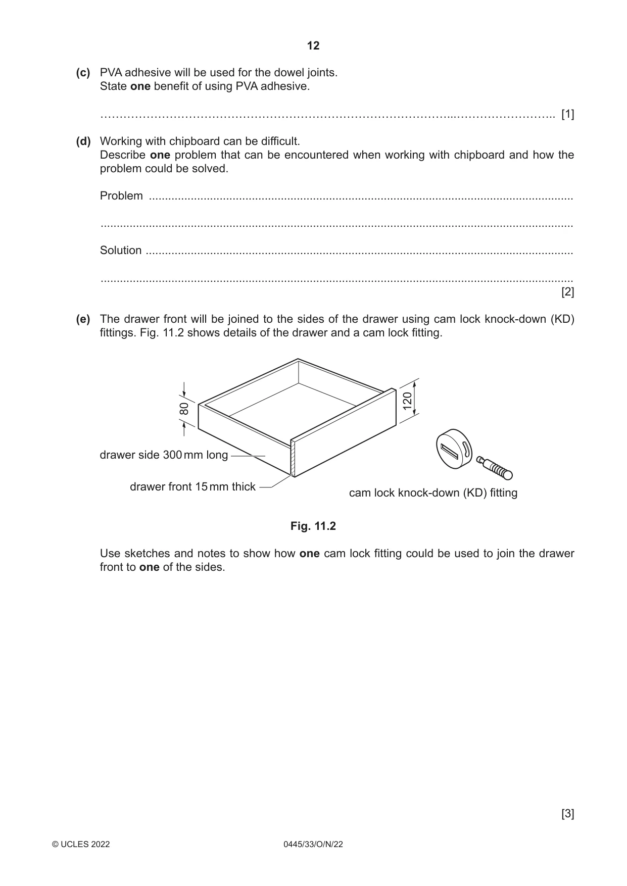 Cambridge IGCSE Design and Technology 0445 2022 Oct/Nov Paper 3 · Variant 3 question paper, page 12 of 28