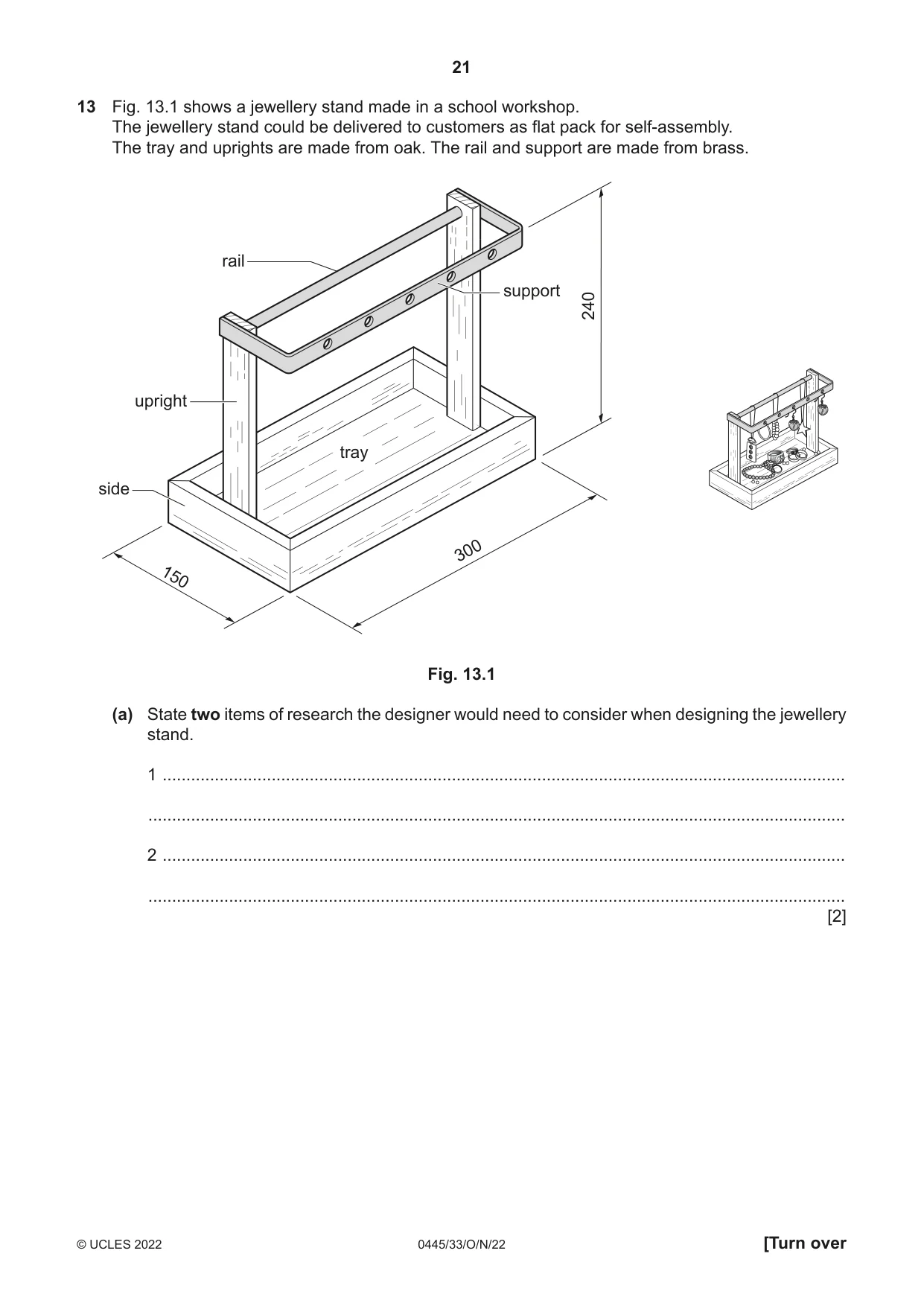 Cambridge IGCSE Design and Technology 0445 2022 Oct/Nov Paper 3 · Variant 3 question paper, page 21 of 28