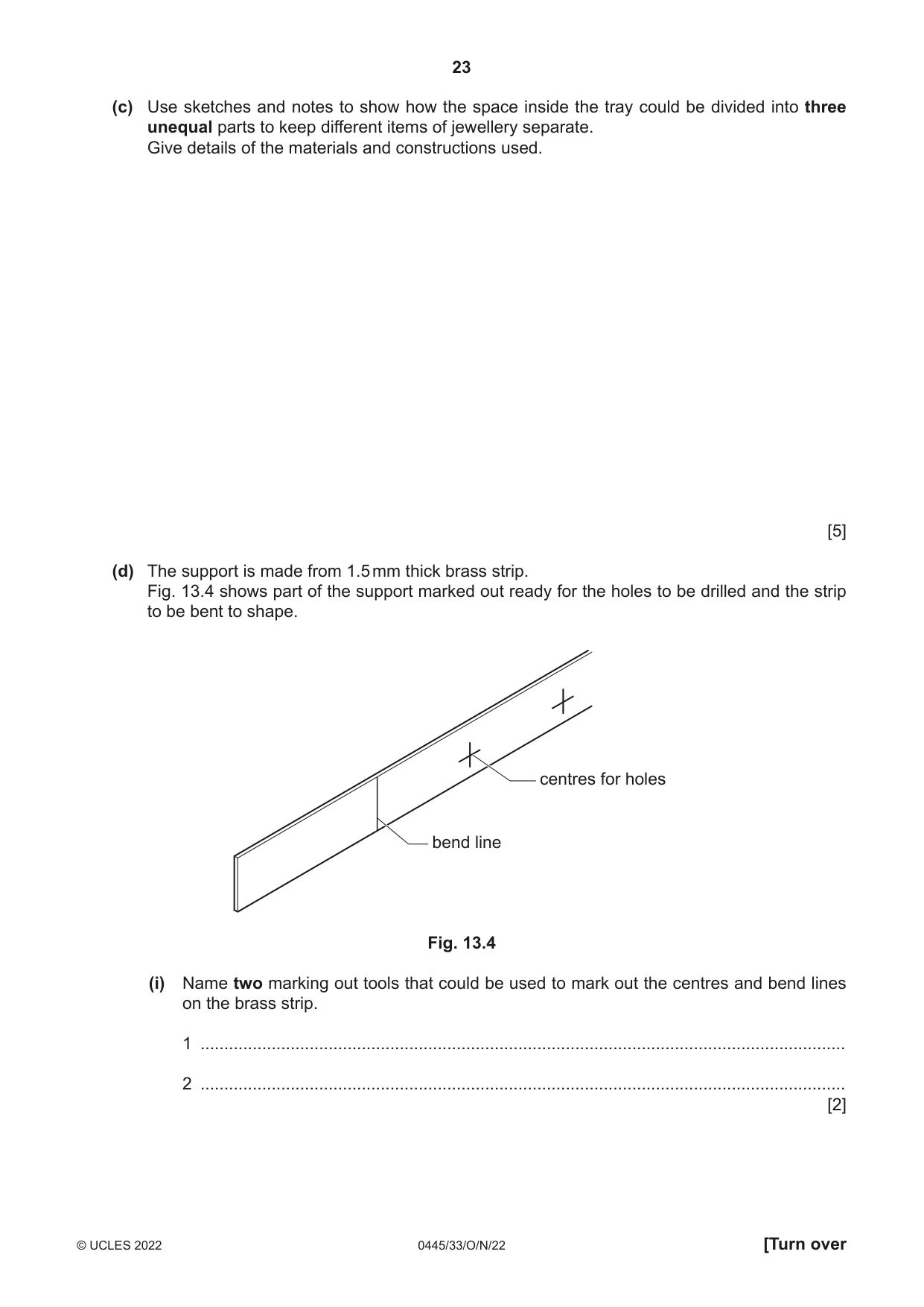 Cambridge IGCSE Design and Technology 0445 2022 Oct/Nov Paper 3 · Variant 3 question paper, page 23 of 28