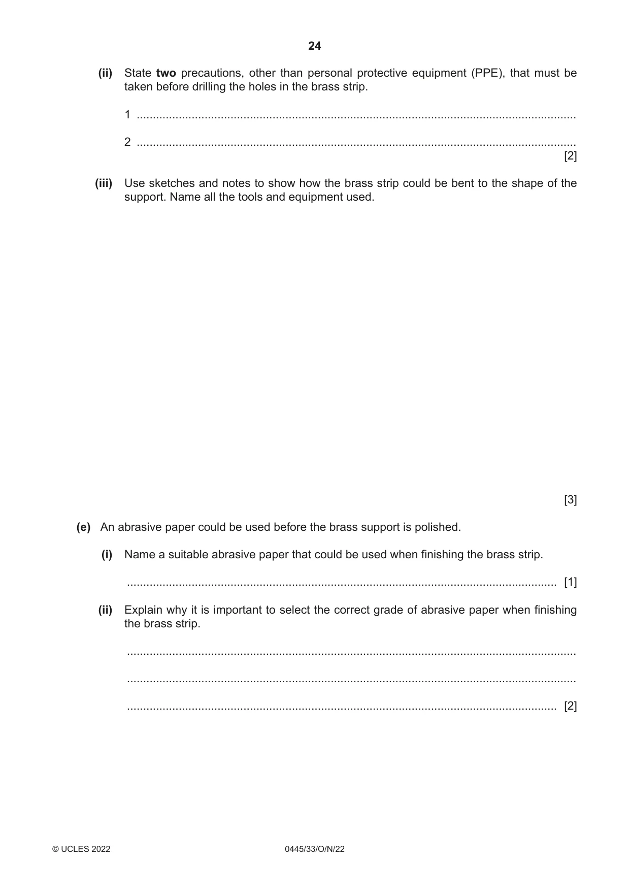 Cambridge IGCSE Design and Technology 0445 2022 Oct/Nov Paper 3 · Variant 3 question paper, page 24 of 28