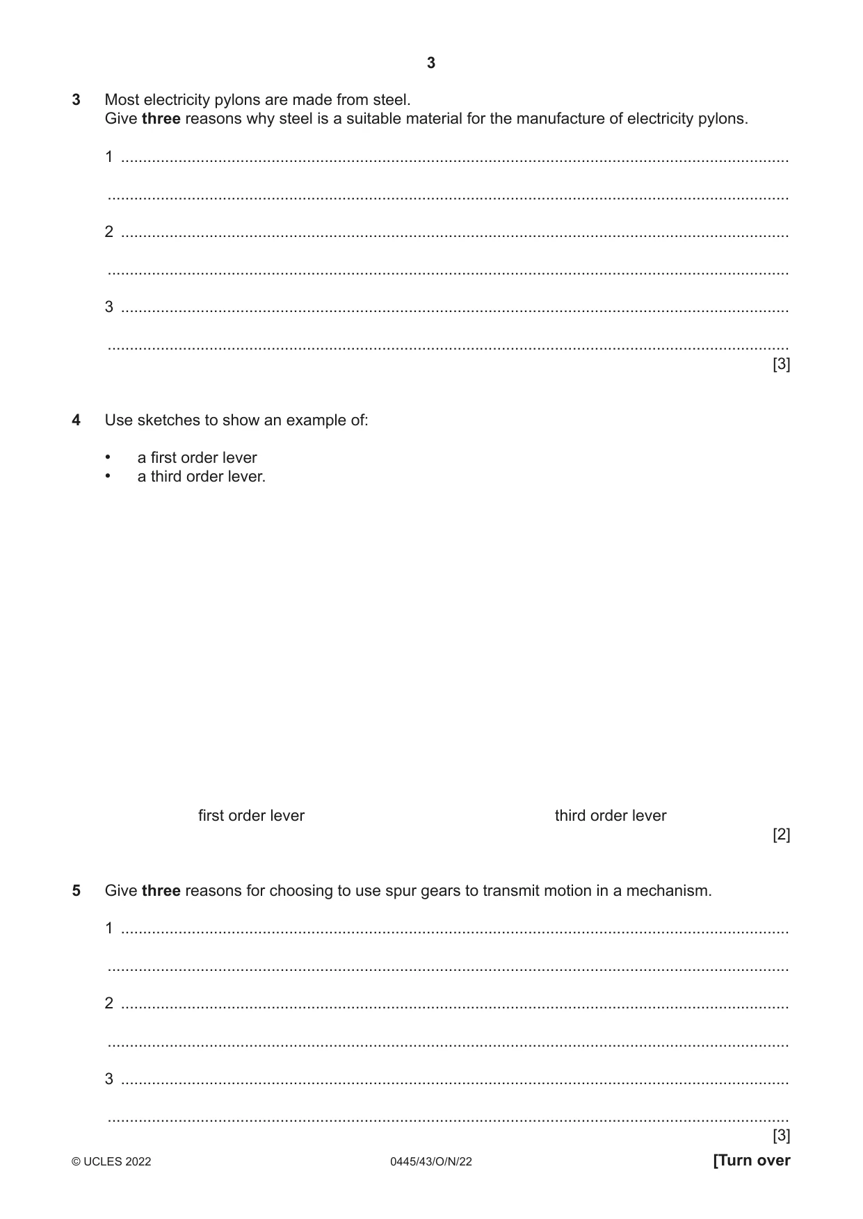 Cambridge IGCSE Design and Technology 0445 2022 Oct/Nov Paper 4 · Variant 3 question paper, page 3 of 20