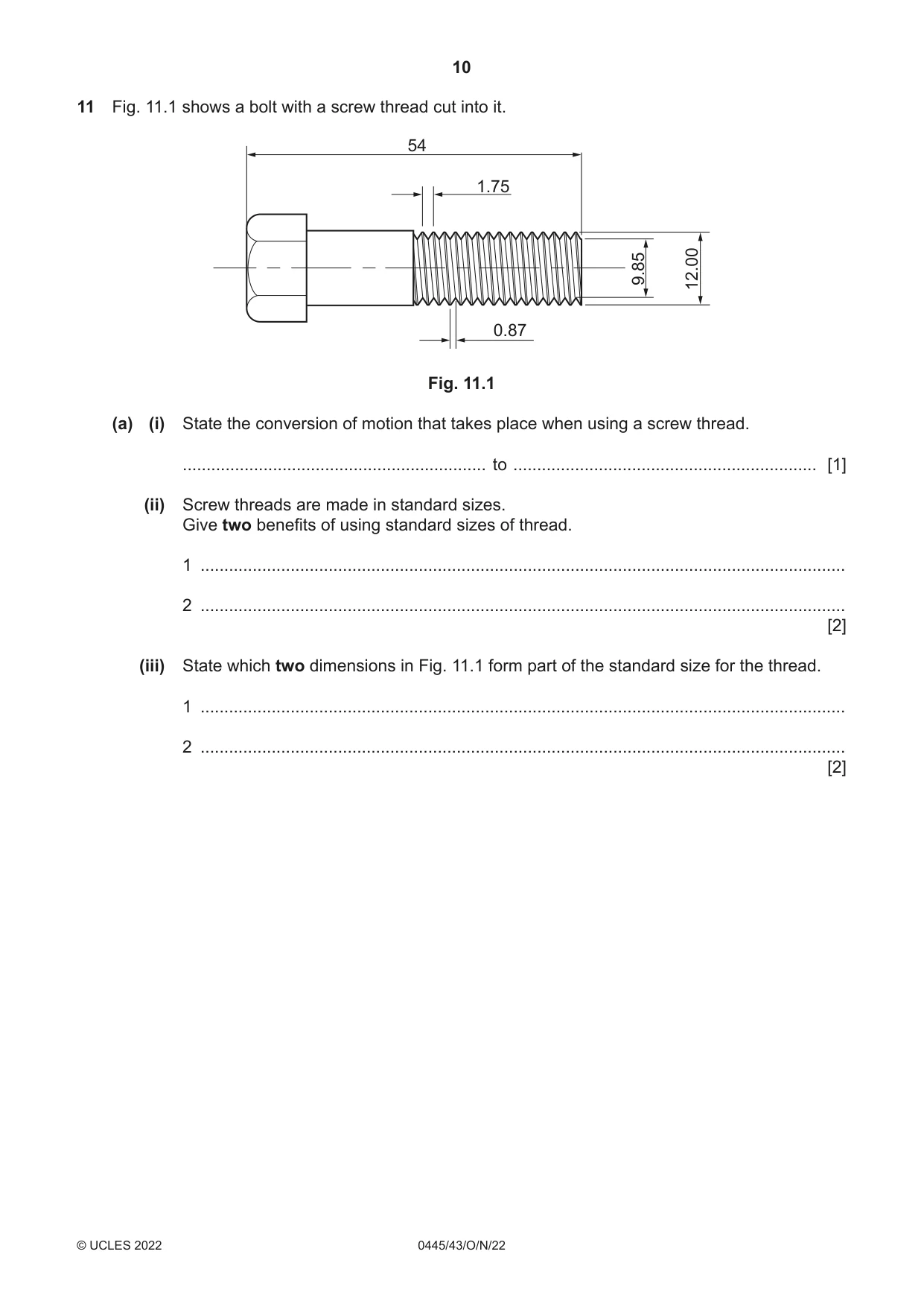 Cambridge IGCSE Design and Technology 0445 2022 Oct/Nov Paper 4 · Variant 3 question paper, page 10 of 20