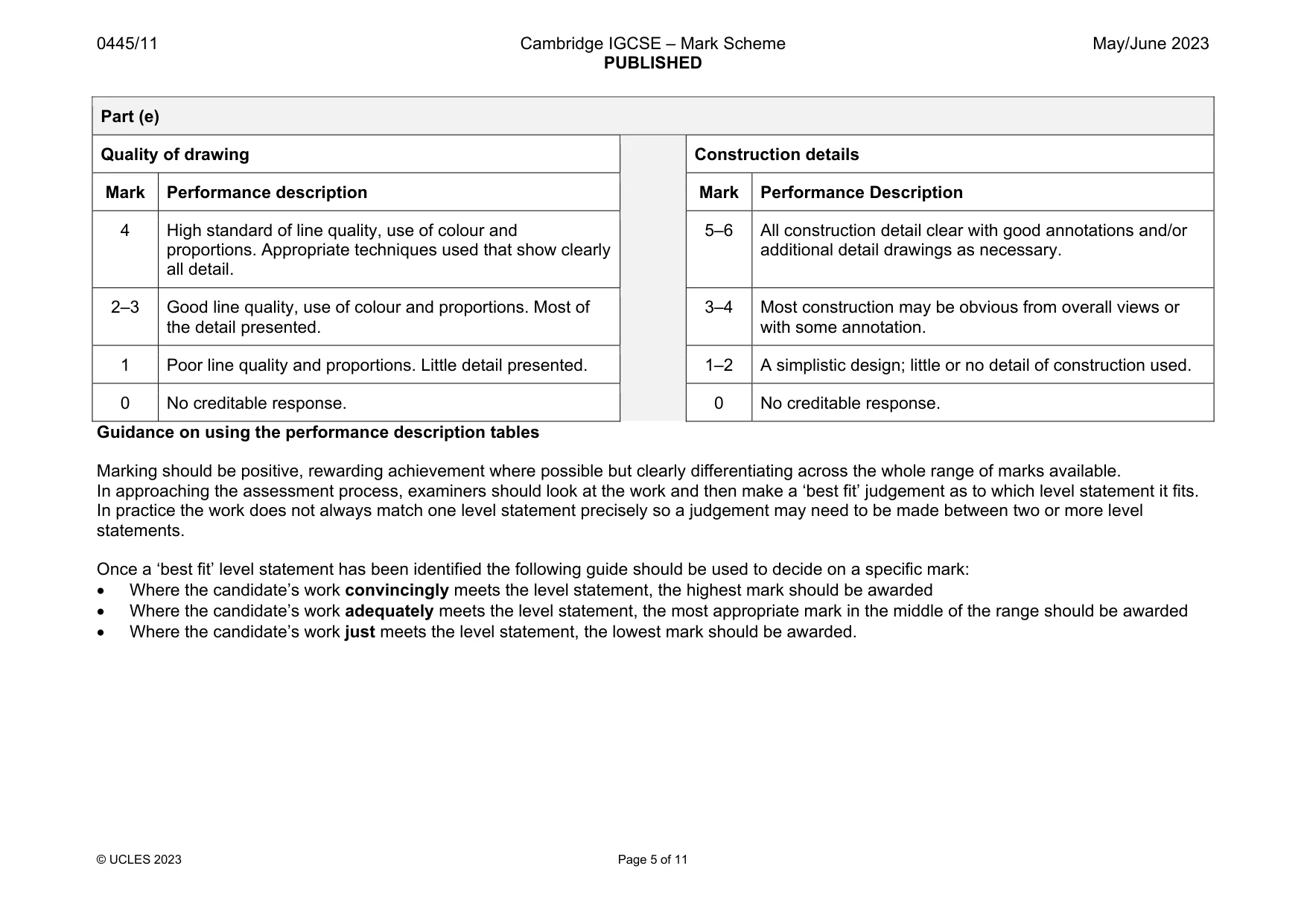 Mark scheme, page 5 of 11