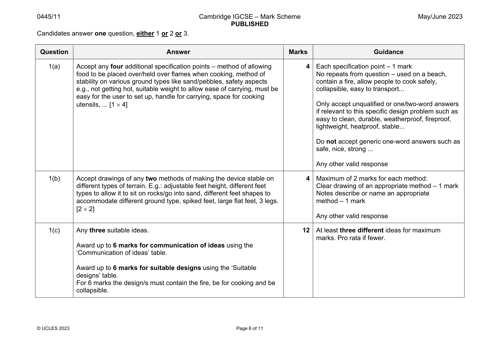 Mark scheme, page 6 of 11