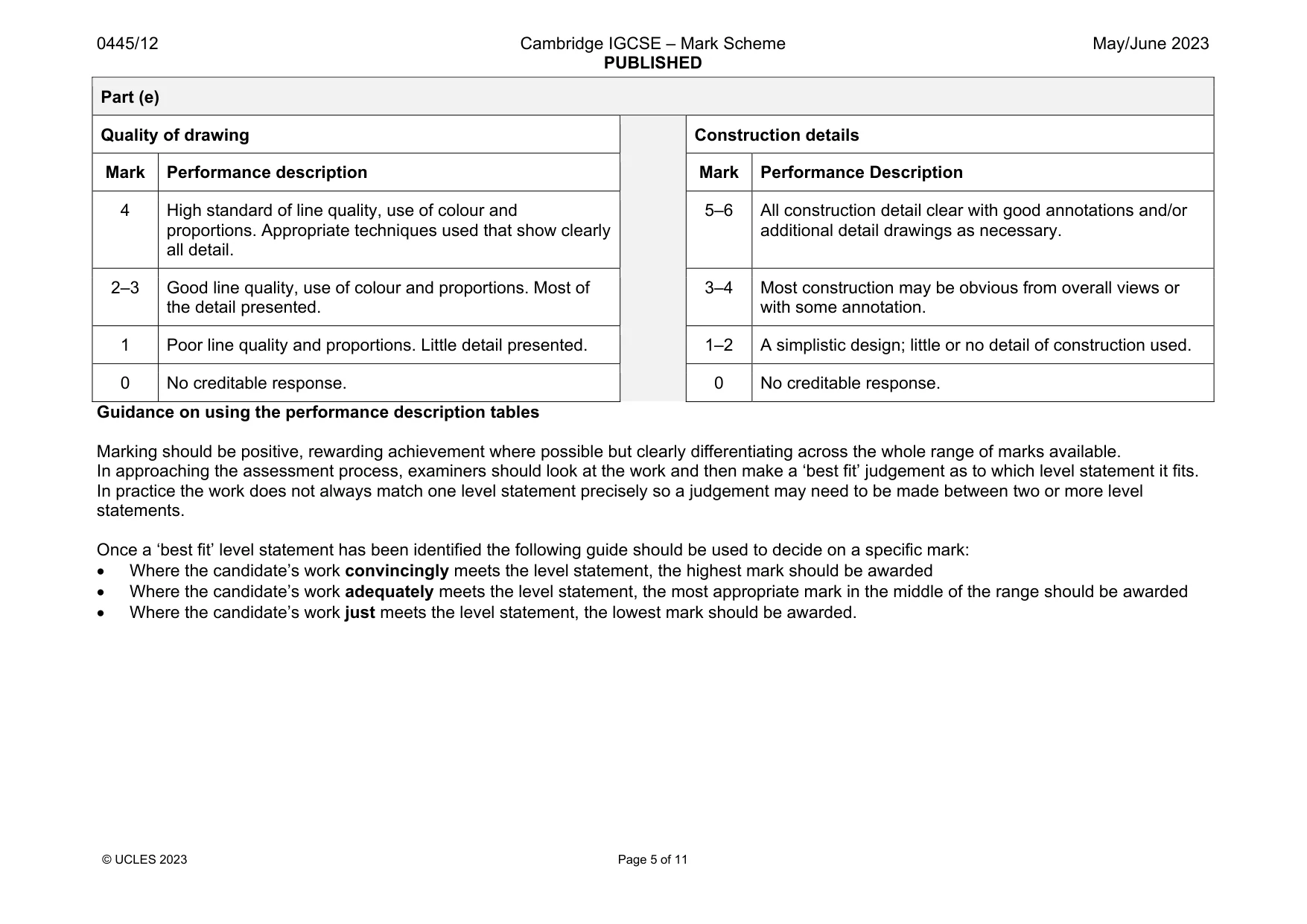 Mark scheme, page 5 of 11