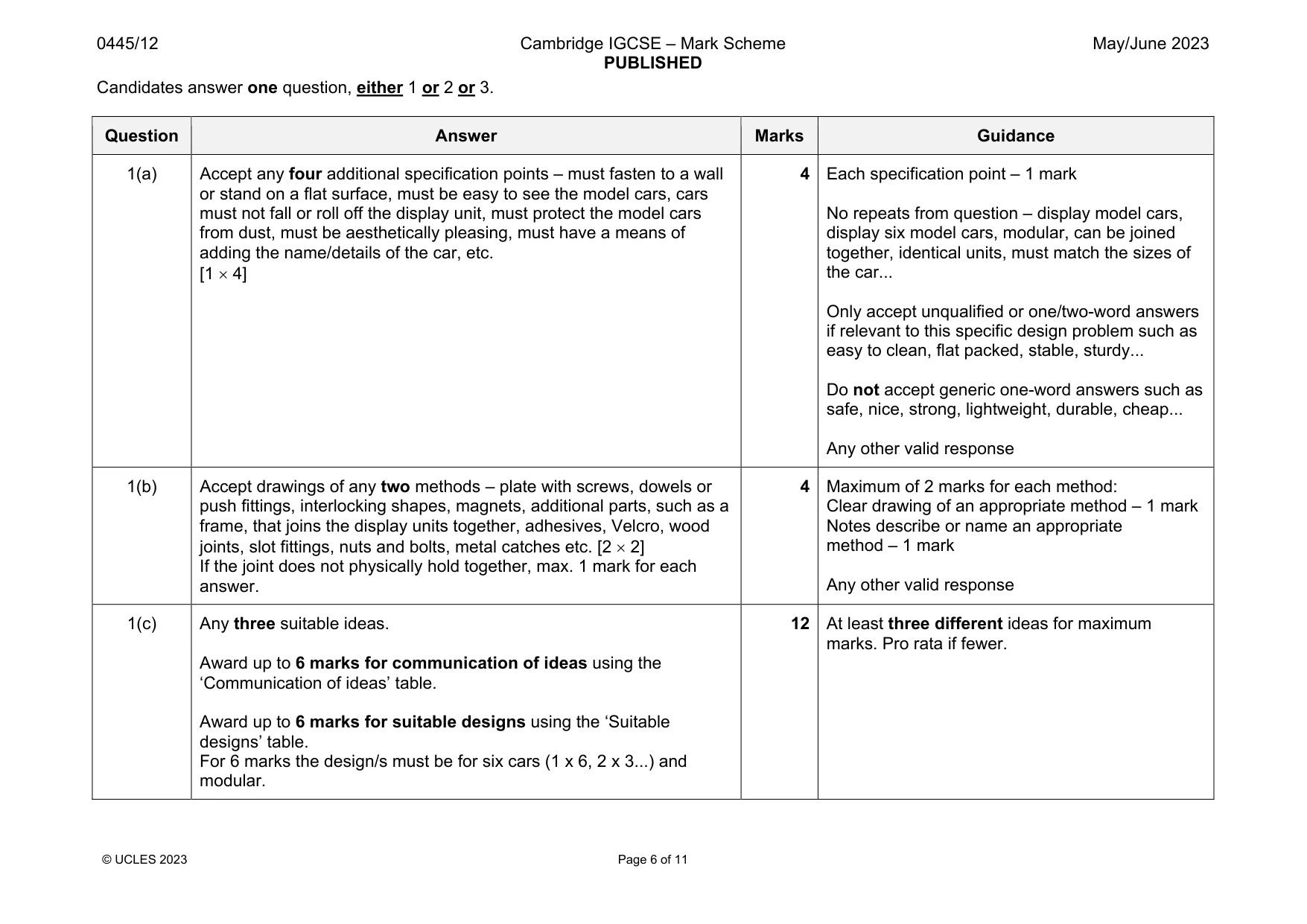 Mark scheme, page 6 of 11