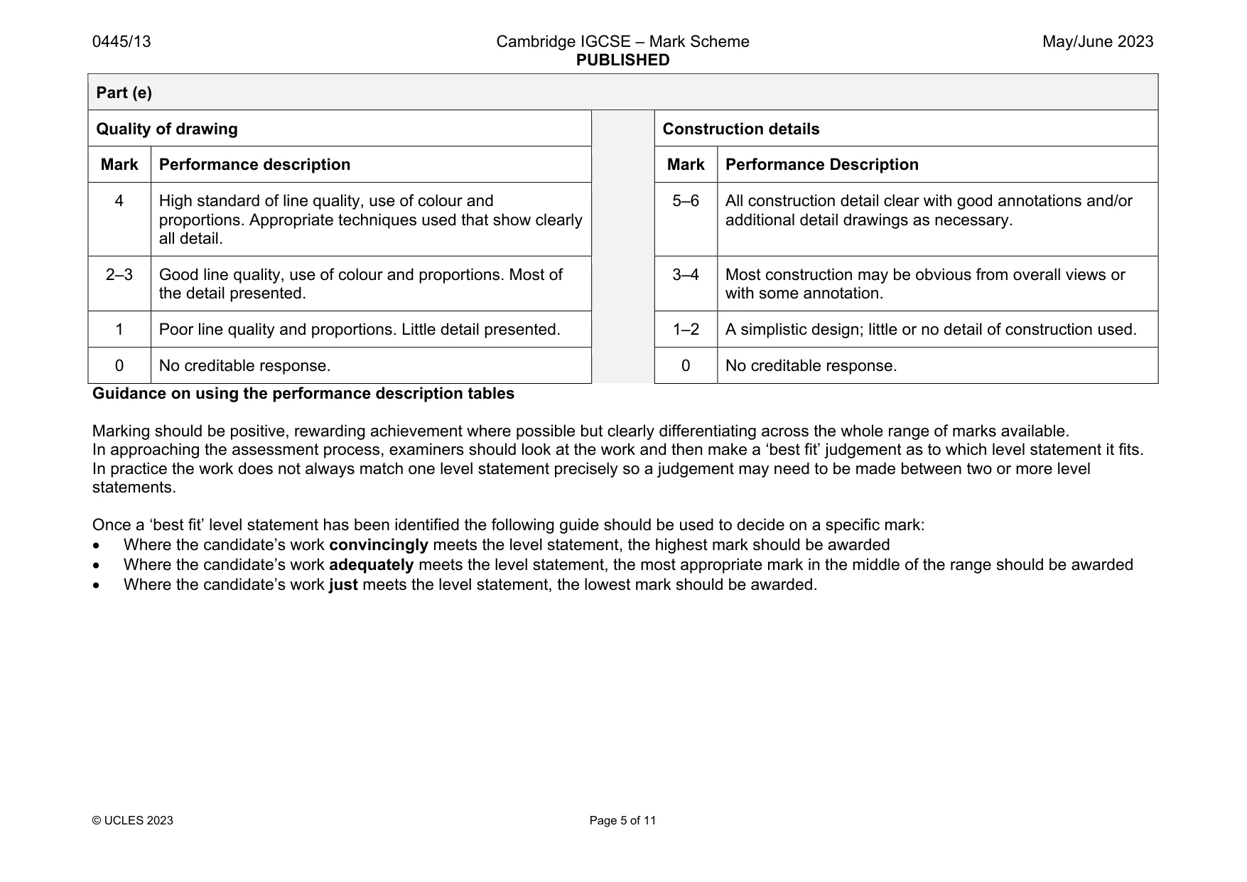 Mark scheme, page 5 of 11