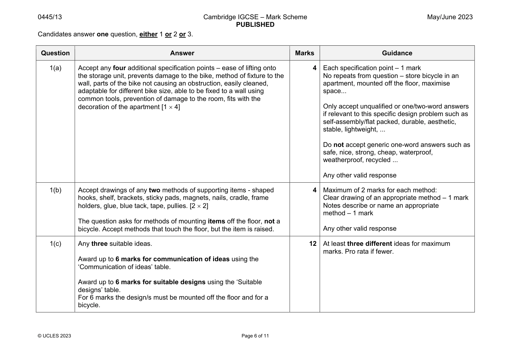 Mark scheme, page 6 of 11